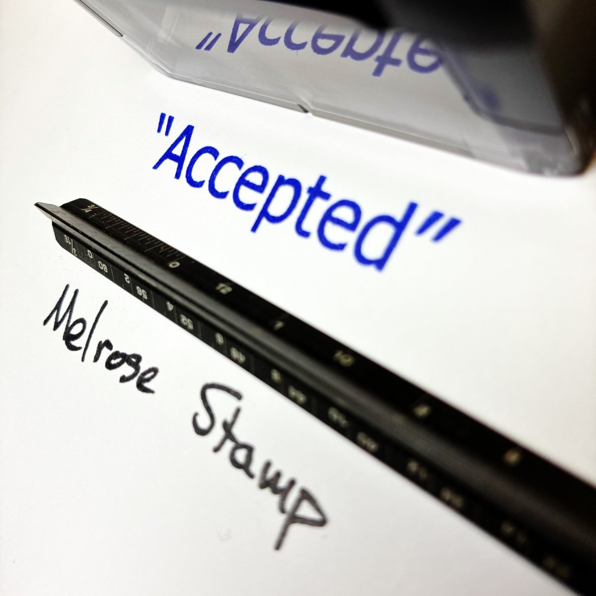 Accepted In Quotes Rubber Stamp Blue Ink Self Inking Ideal 4913 (Copy) - Melrose Stamp Co