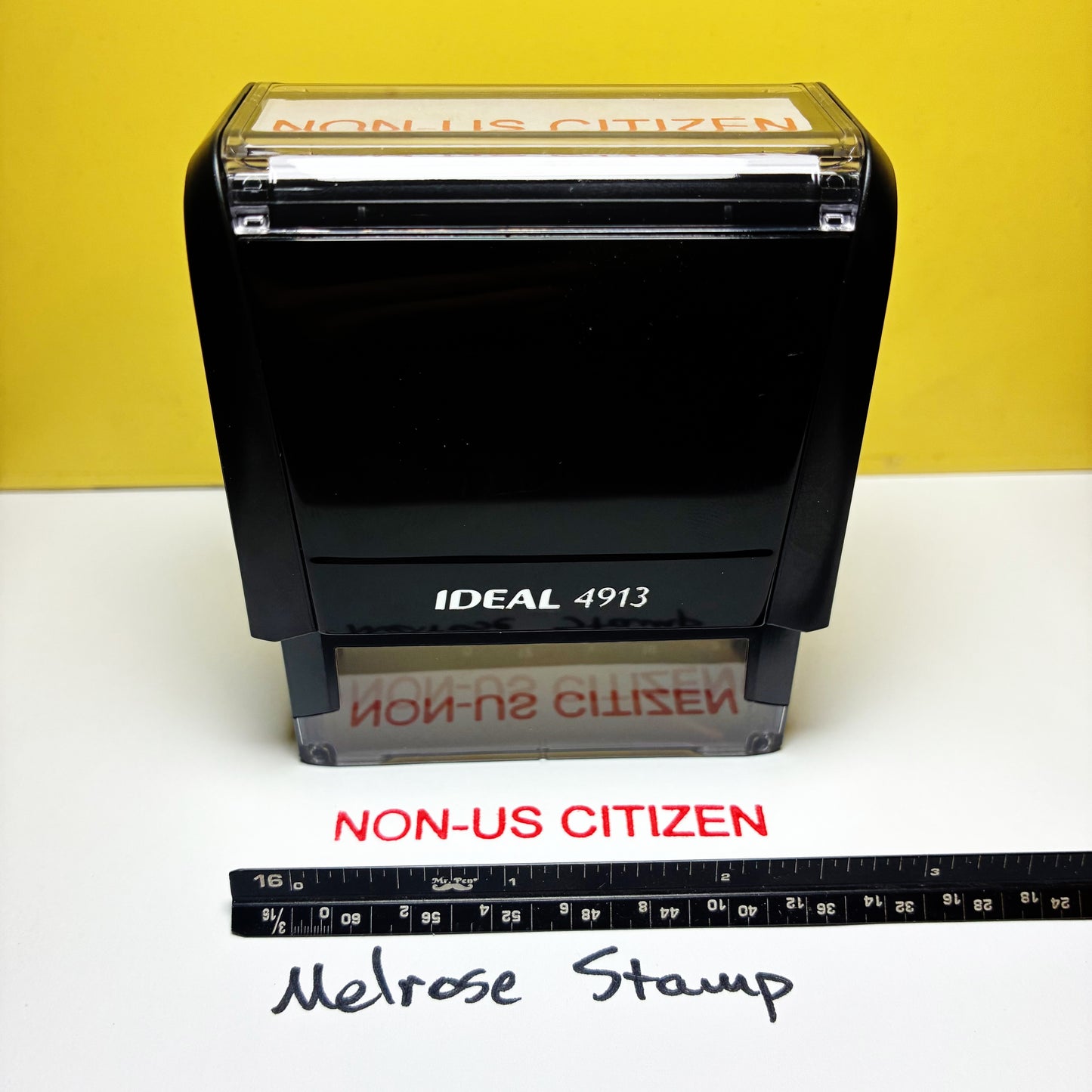 Non US Citizen Rubber Stamp Red Ink Self Inking Ideal 4913