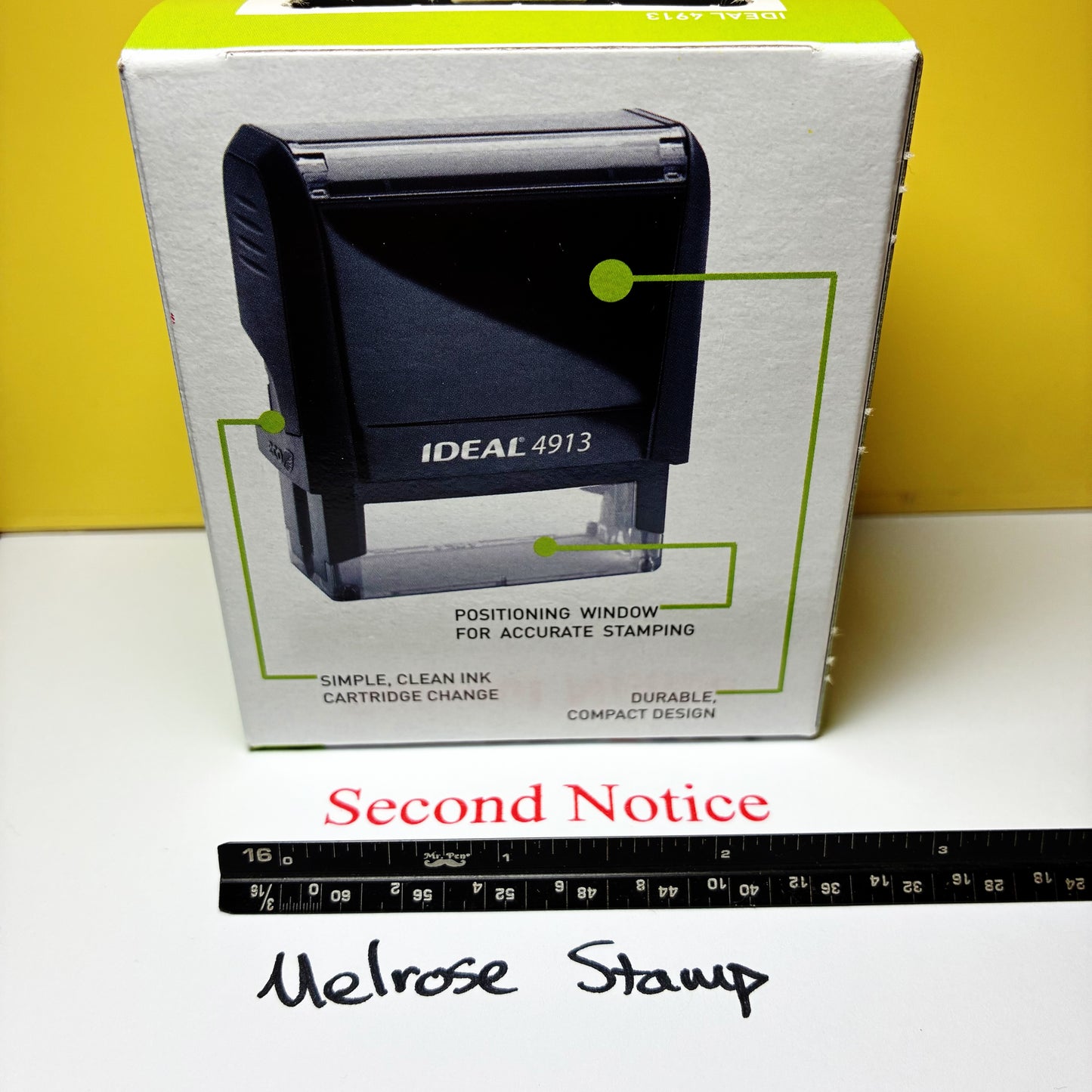 Second Notice Rubber Stamp Red Ink Self Inking Ideal 4913