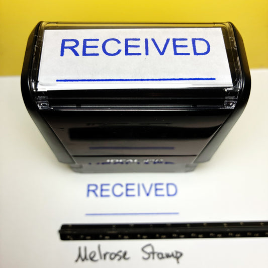 Received stamp blue ink self-inking large