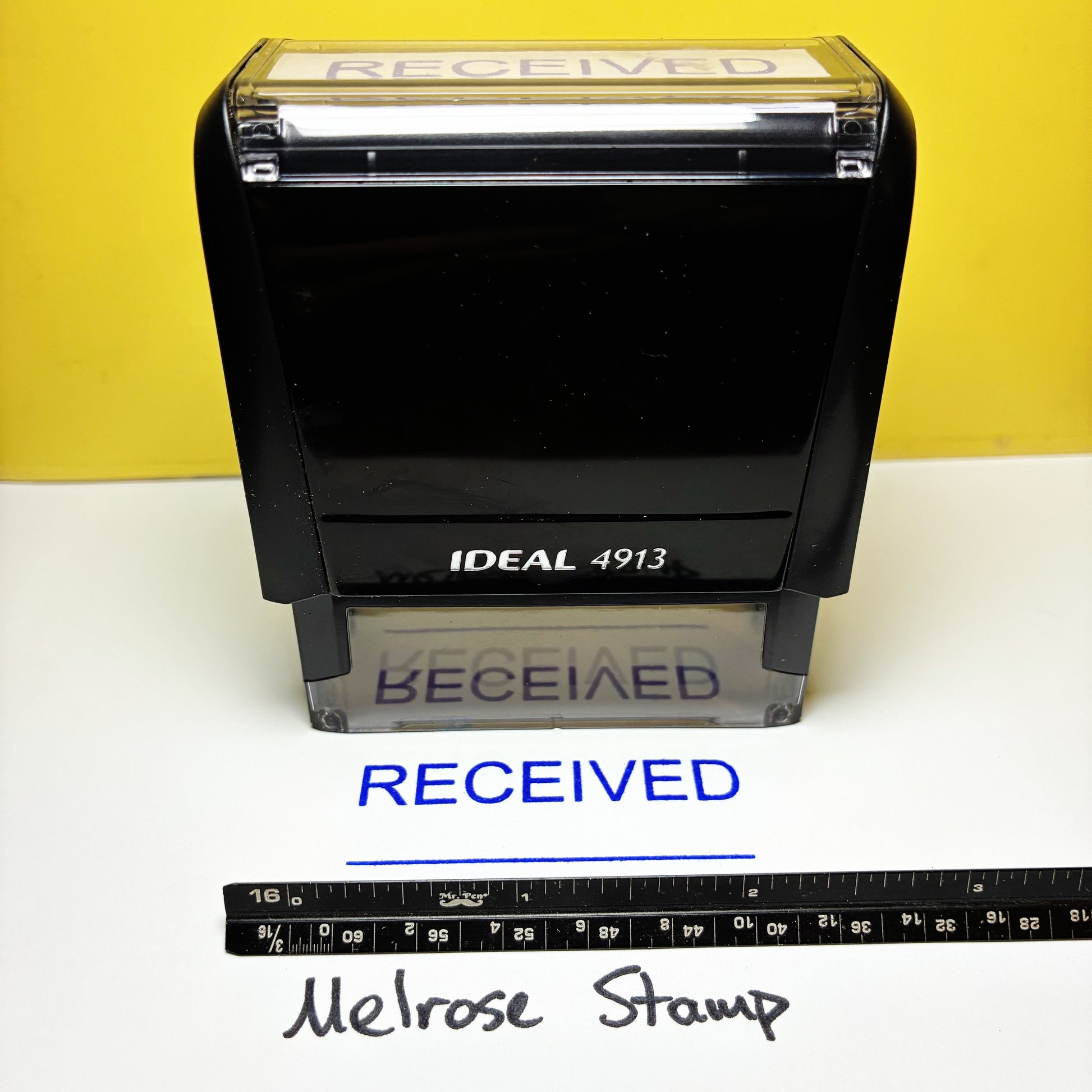 Received stamp blue ink self-inking large