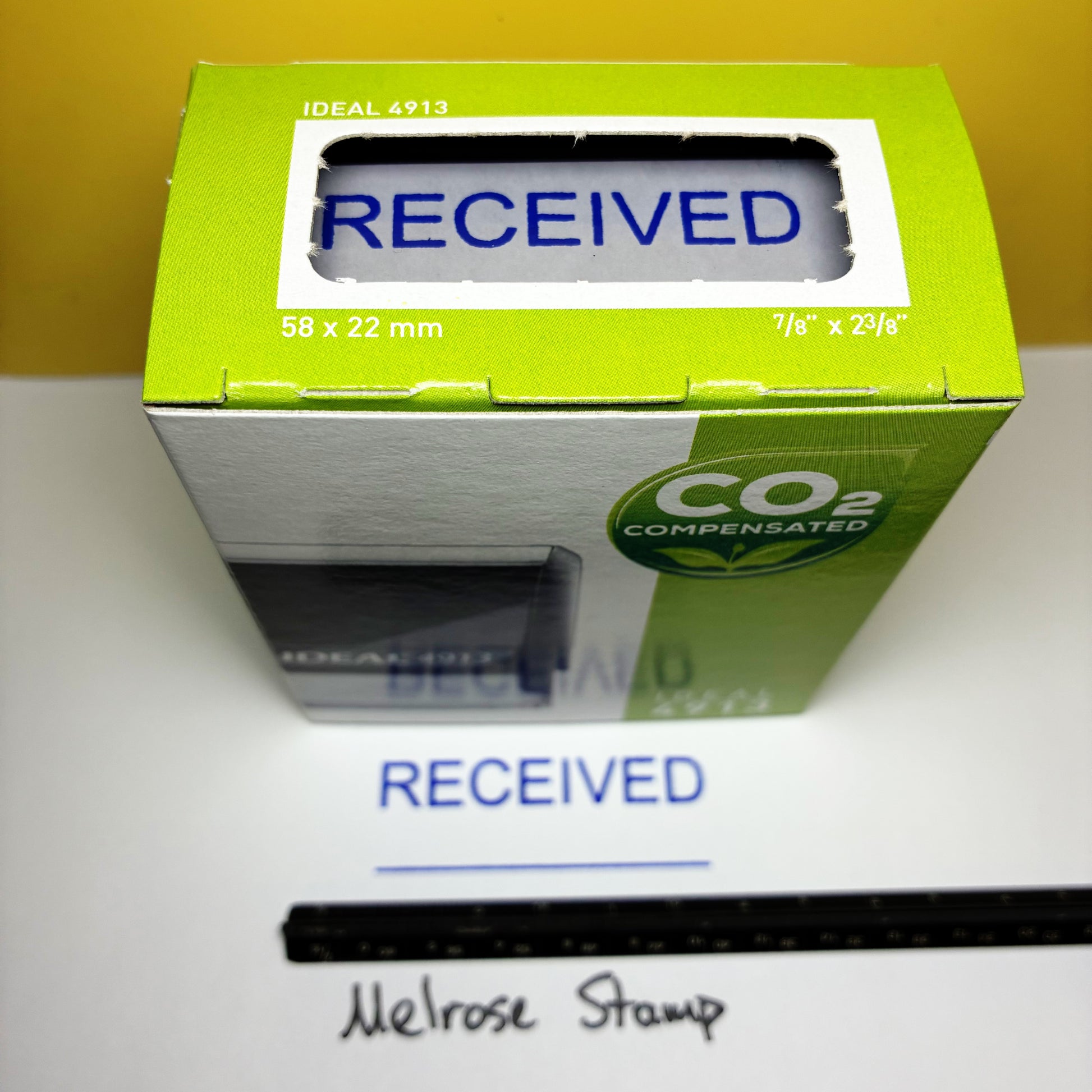 Received stamp blue ink self-inking large