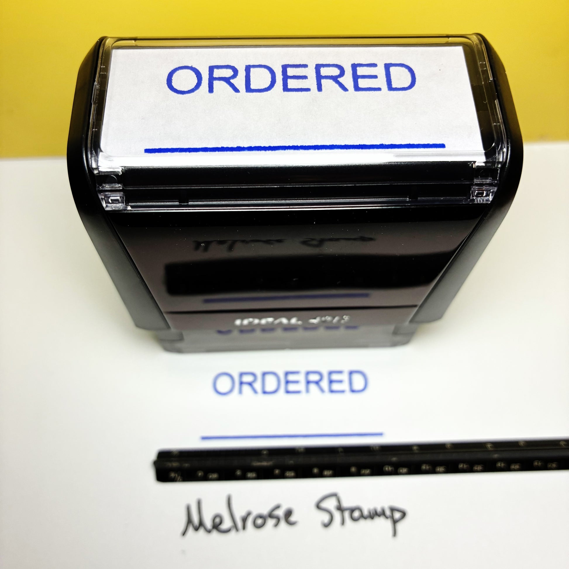 Ordered stamp blue ink self-inking large