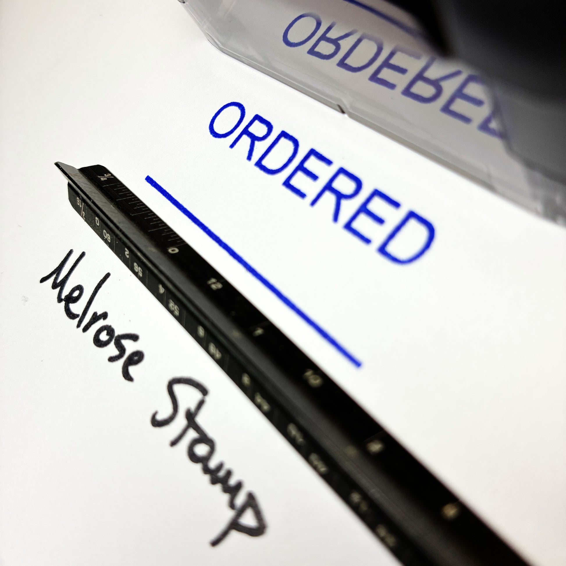 Ordered stamp blue ink self-inking large
