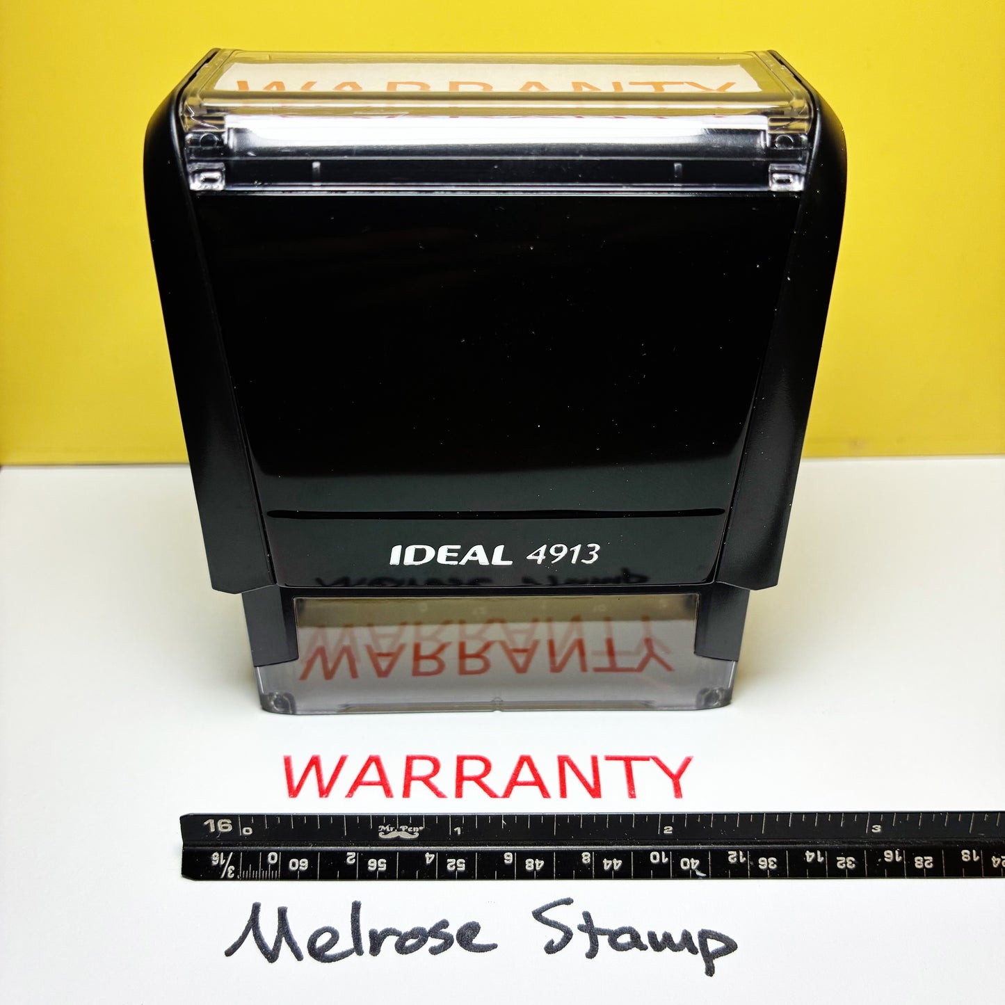 Warranty Rubber Stamp Red Ink Self Inking Ideal 4913