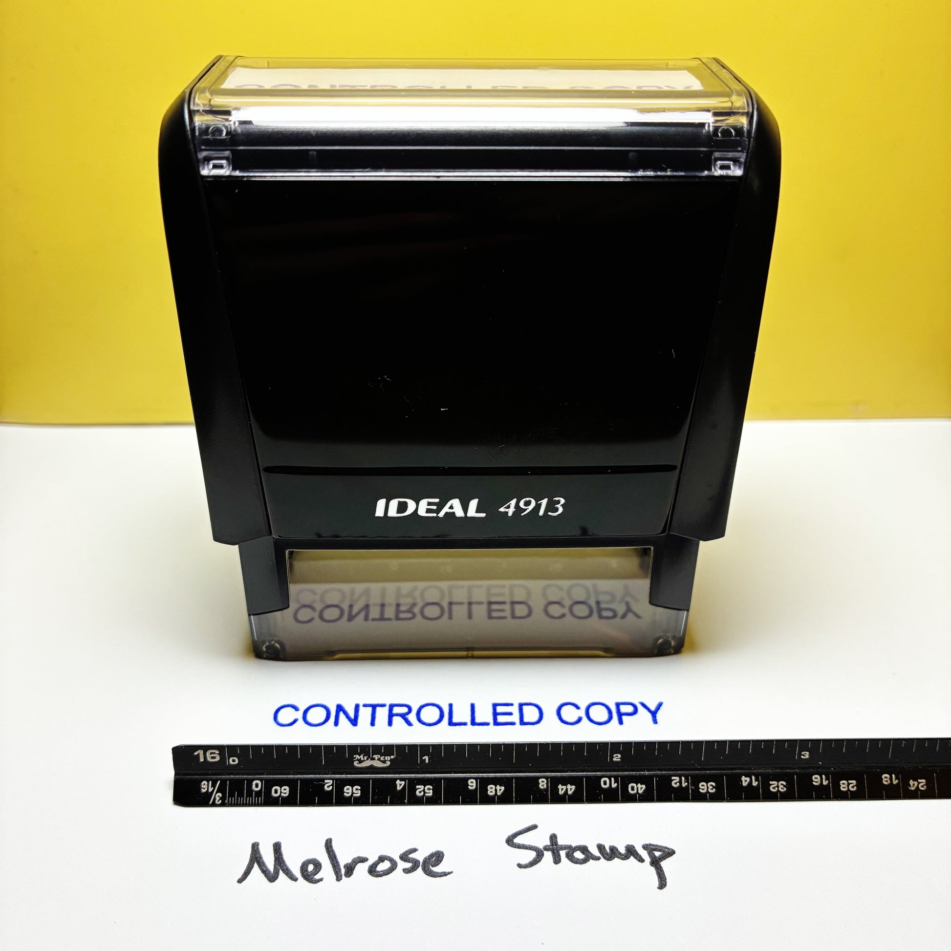 Controlled Copy stamp blue ink self-inking large