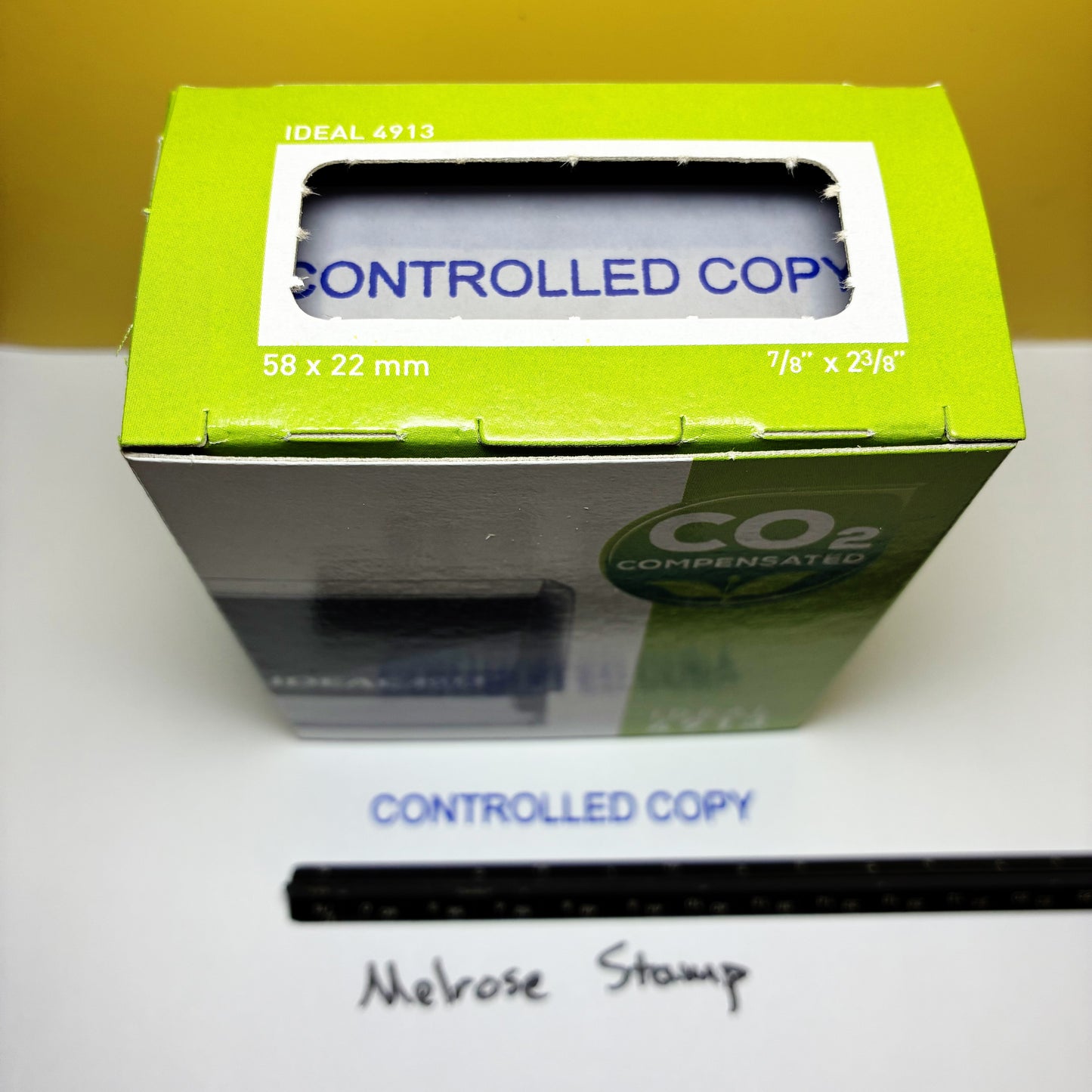 Controlled Copy rubber stamp blue ink self-inking