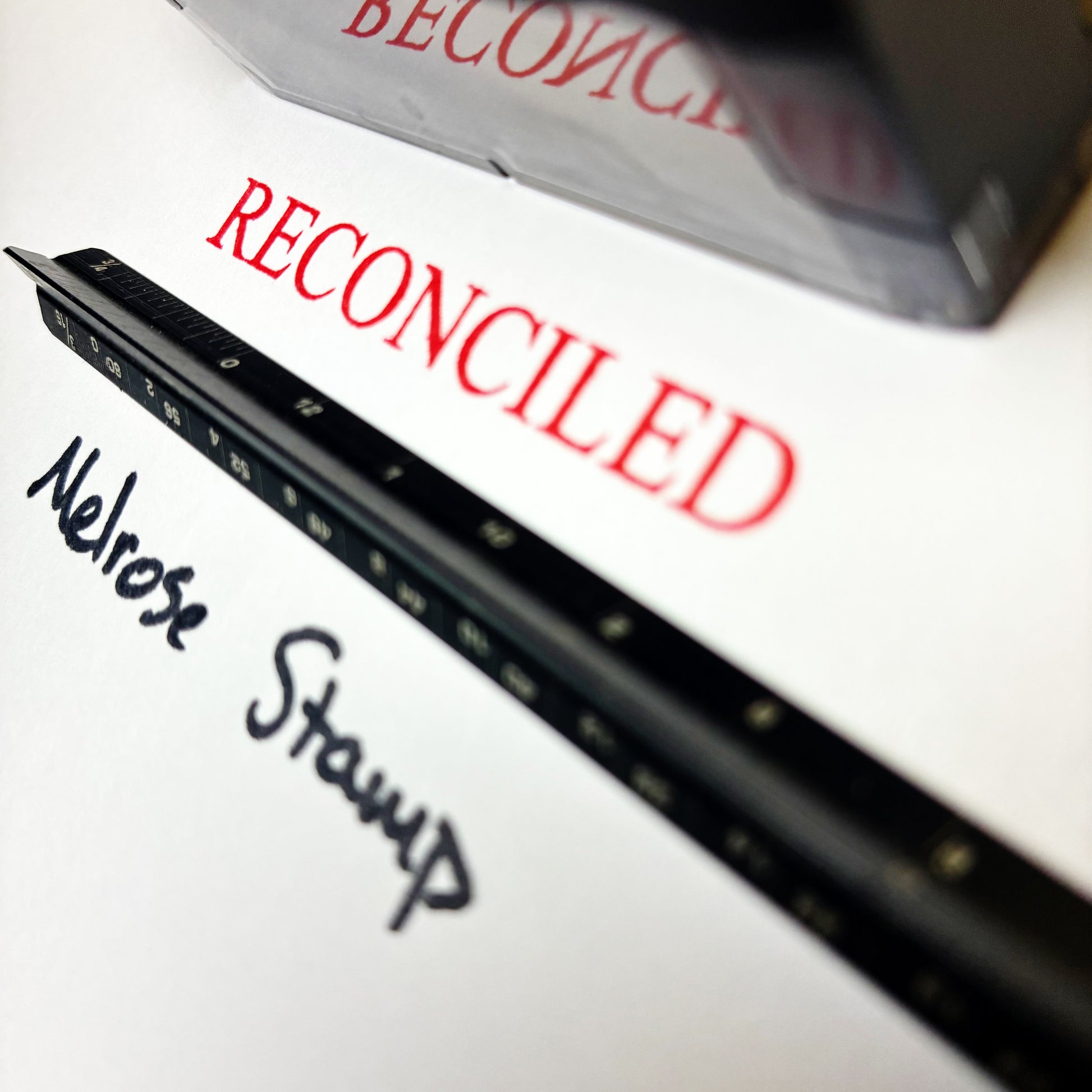 Reconciled stamp red ink self-inking large