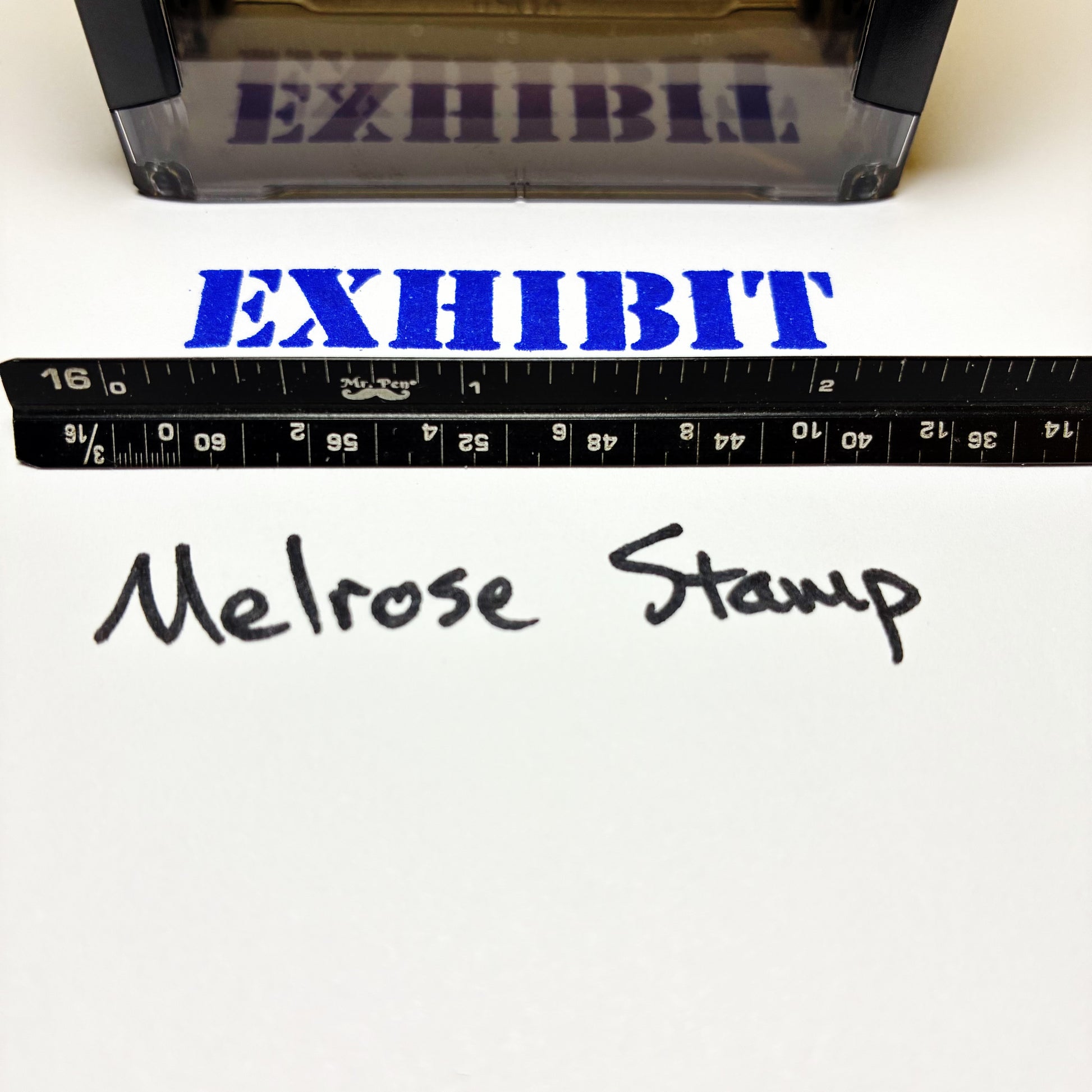 Exhibit stamp blue ink large