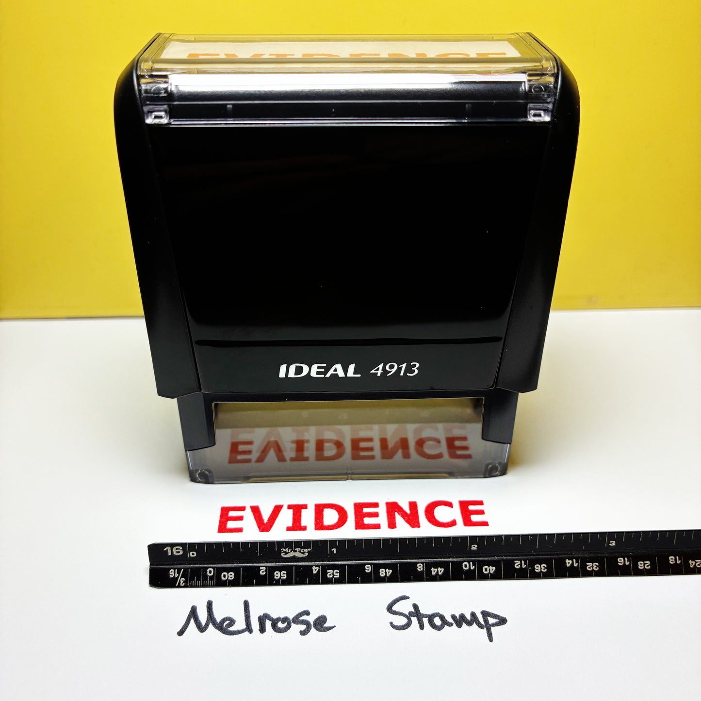 Evidence stamp red ink self-inking large