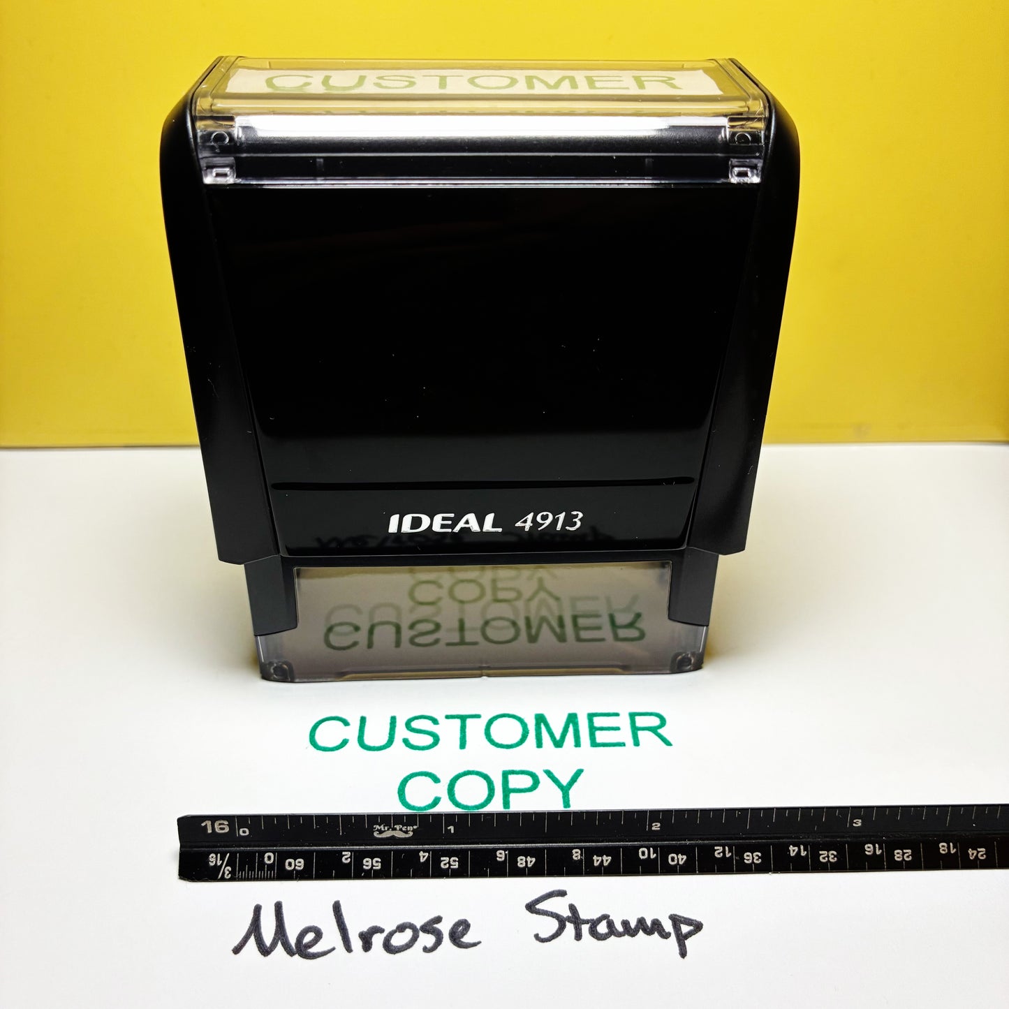 Rubber stamp with 'CUSTOMER COPY' text green ink self-inking