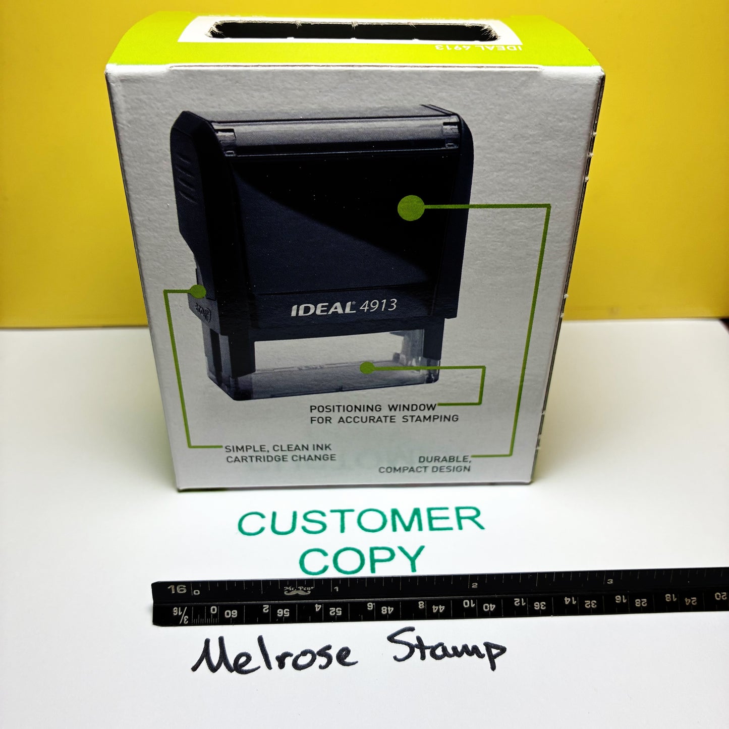 Customer Copy stamp green ink self-inking