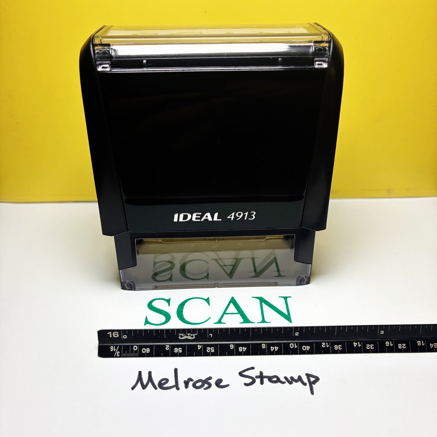 Scan rubber stamp green ink self-inking