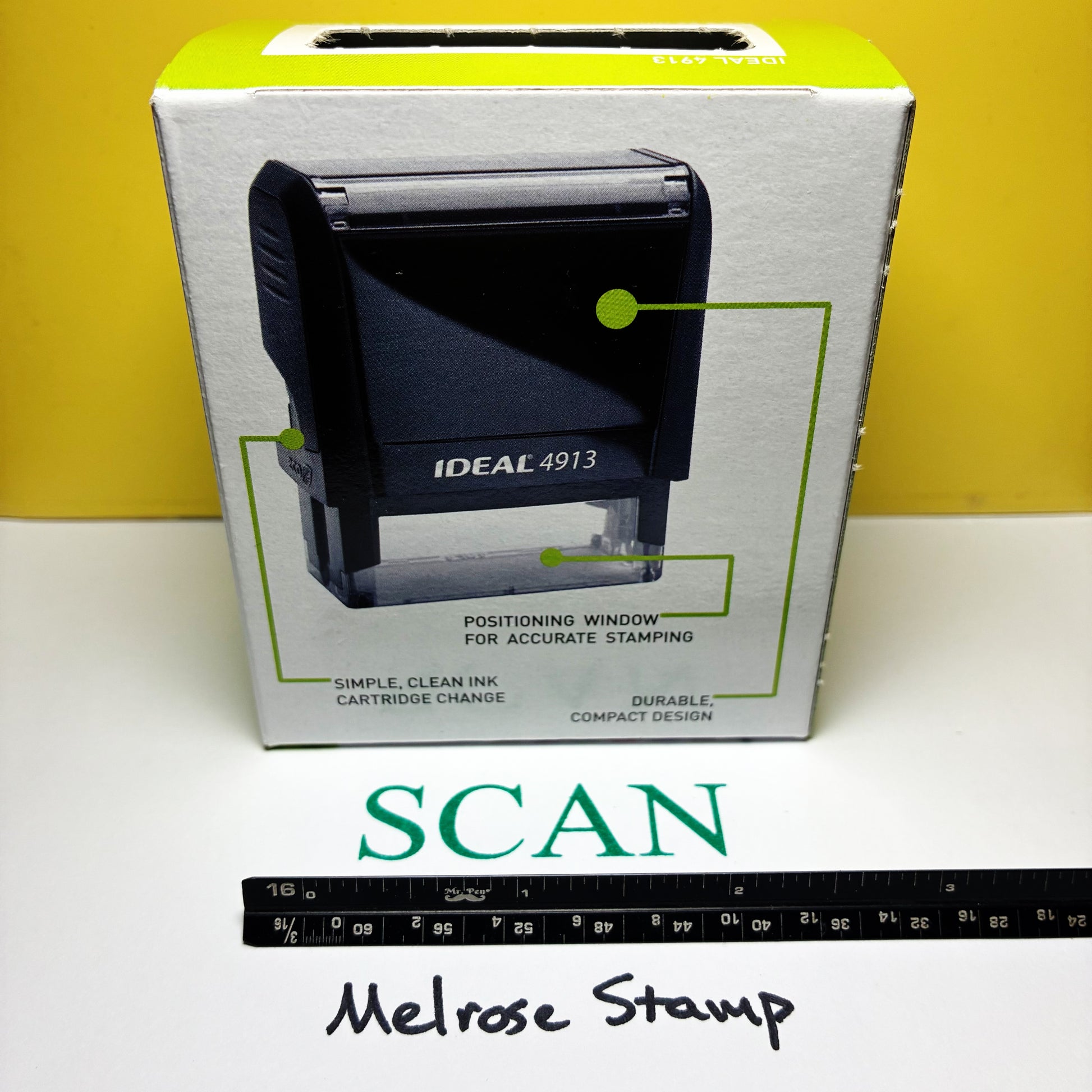 Scan rubber stamp green ink large