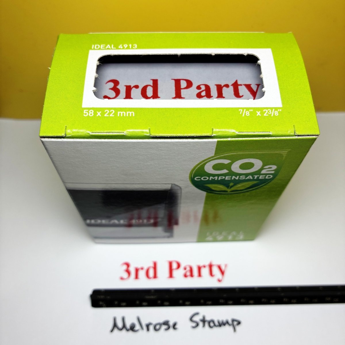 3rd Party Rubber Stamp Red Ink Self Inking Ideal 4913 - Melrose Stamp Co