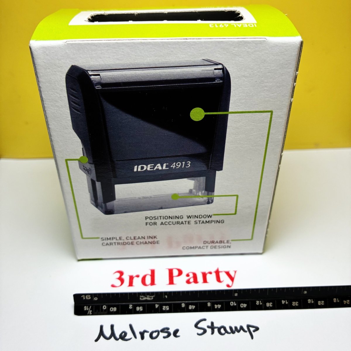 3rd Party Rubber Stamp Red Ink Self Inking Ideal 4913 - Melrose Stamp Co