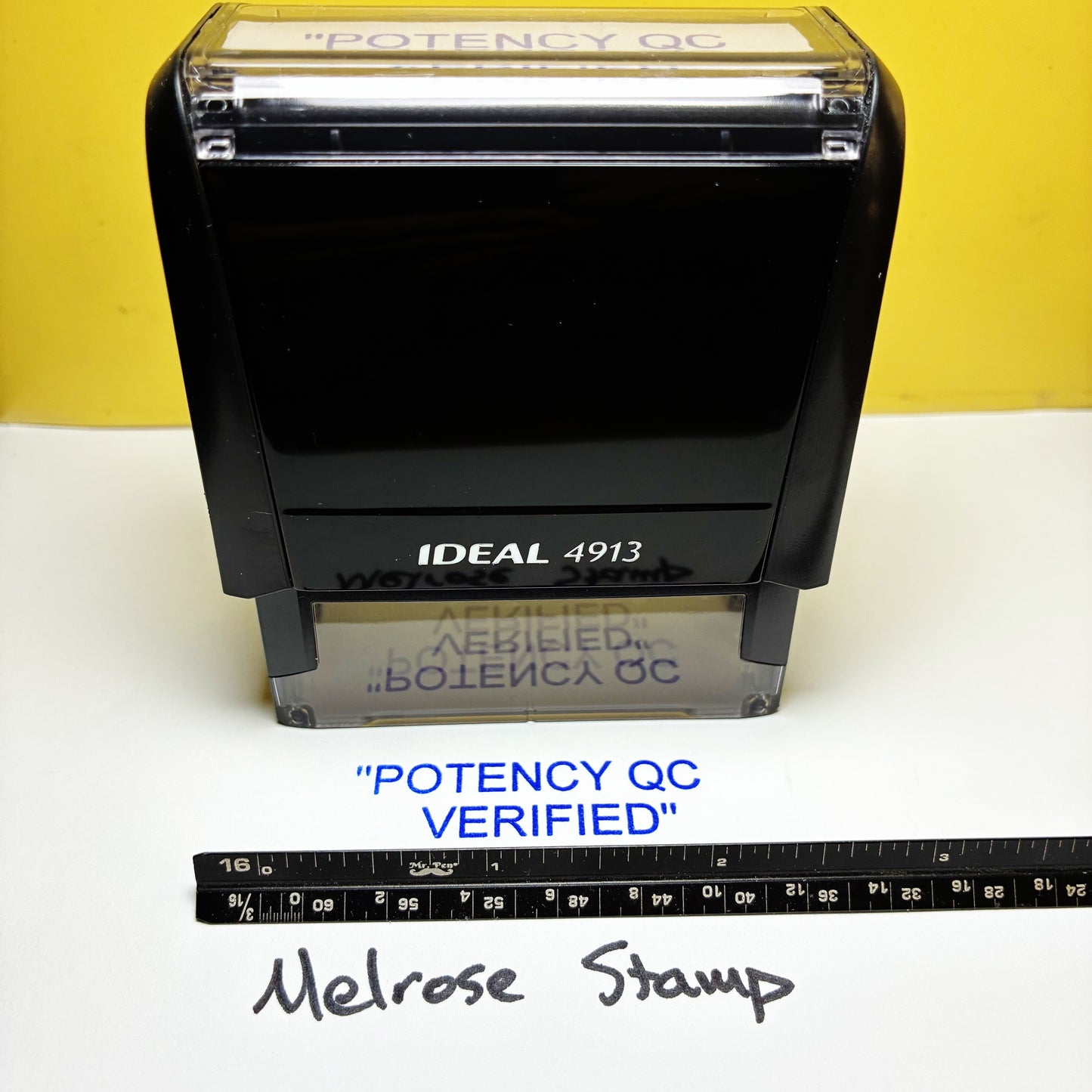 POTENCY QC VERIFIED front of the stamp