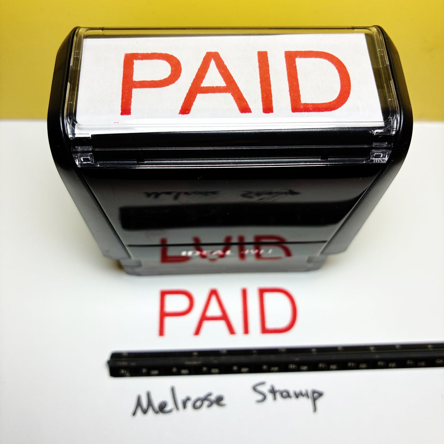 Paid stamp red ink self-inking large