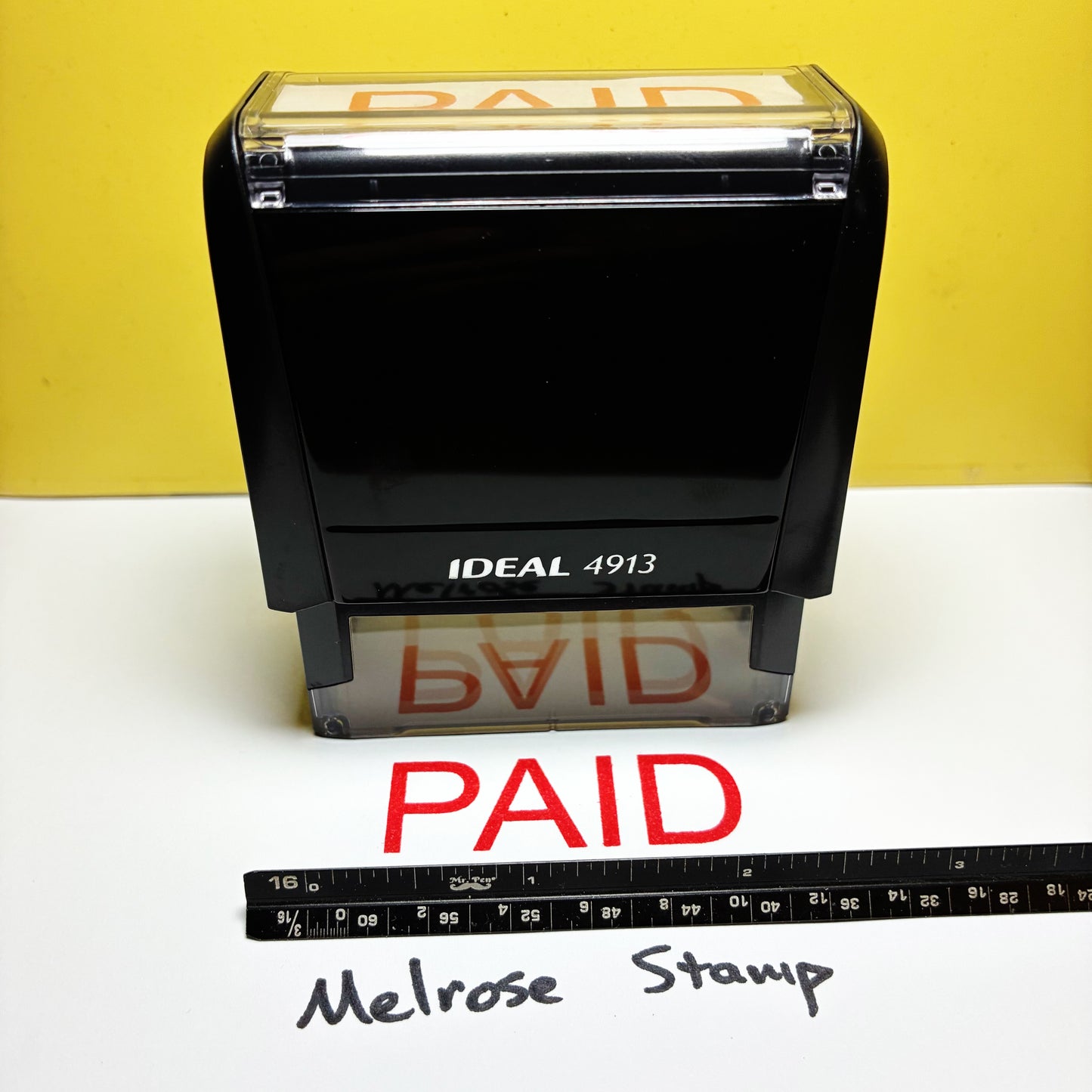 Paid stamp red ink self-inking large