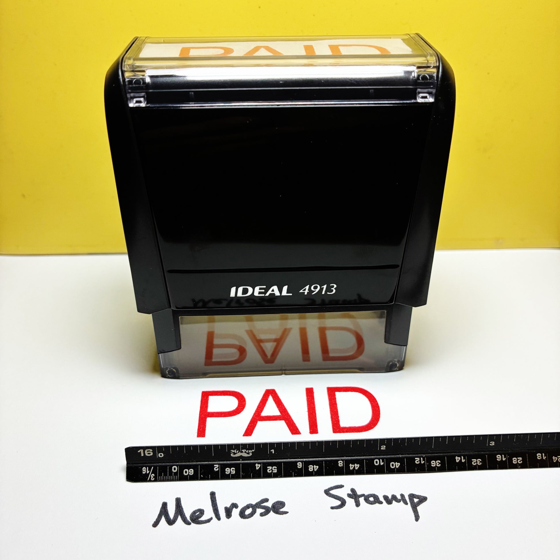 Paid stamp red ink self-inking large
