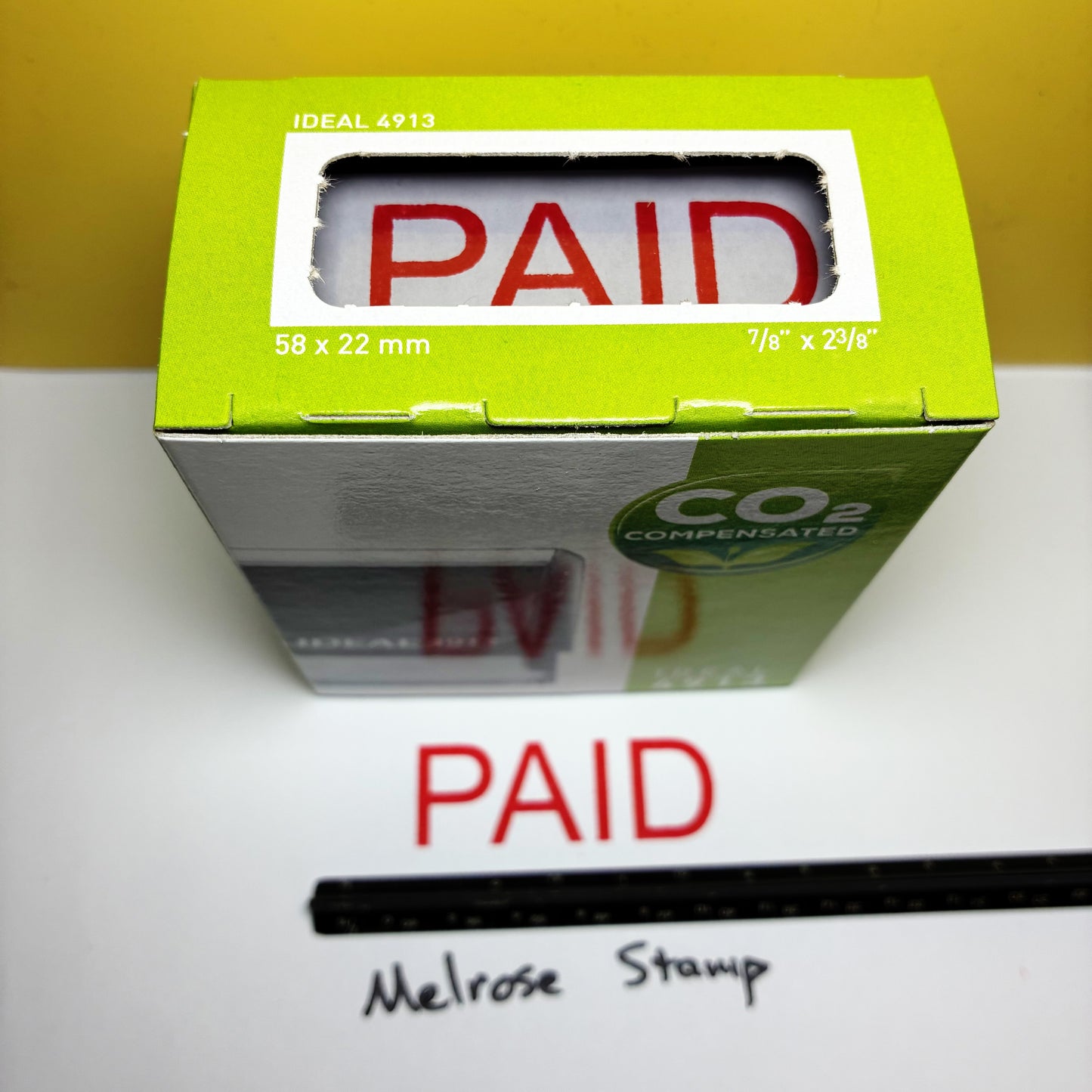 Paid stamp red ink self-inking large