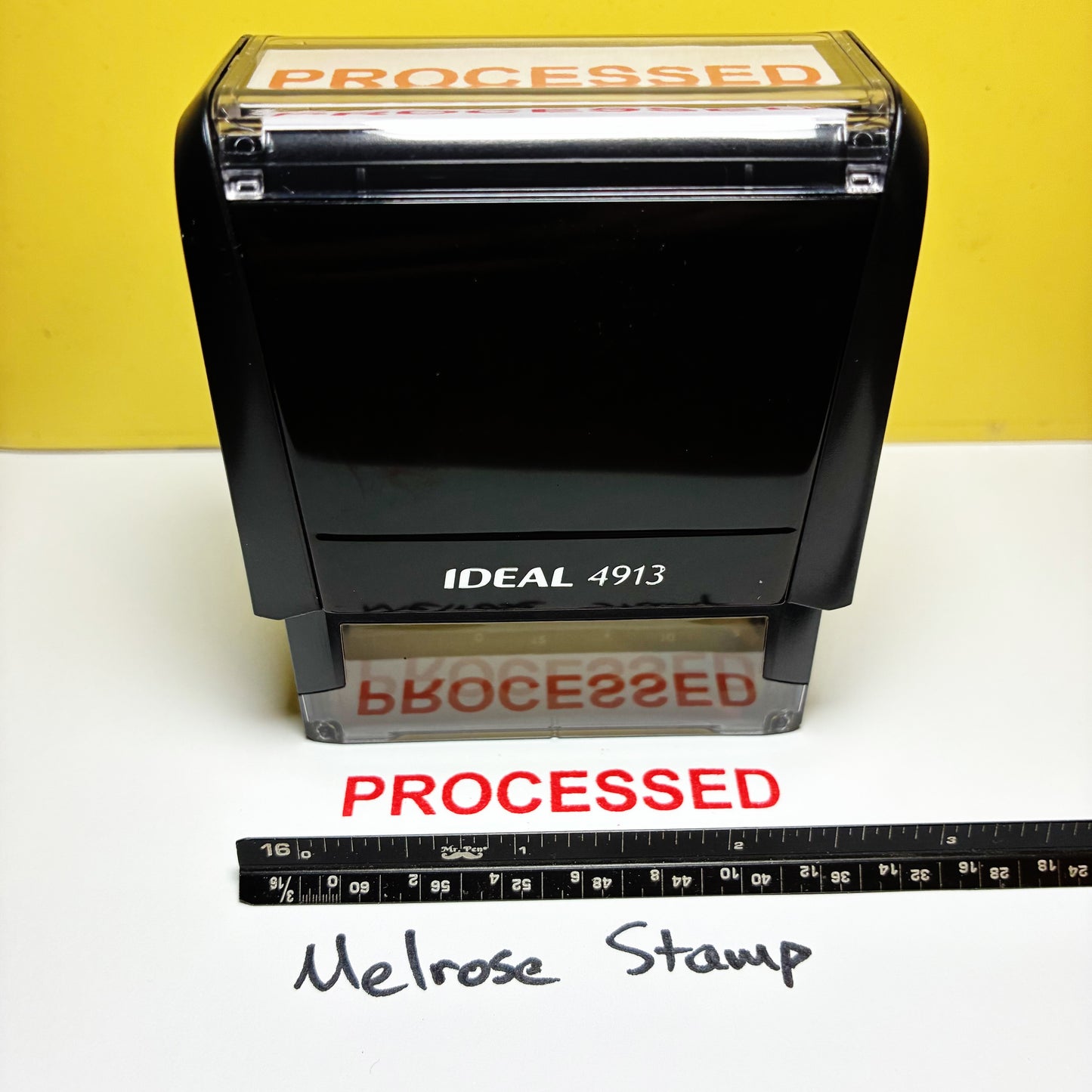 Processed stamp red ink self-inking large