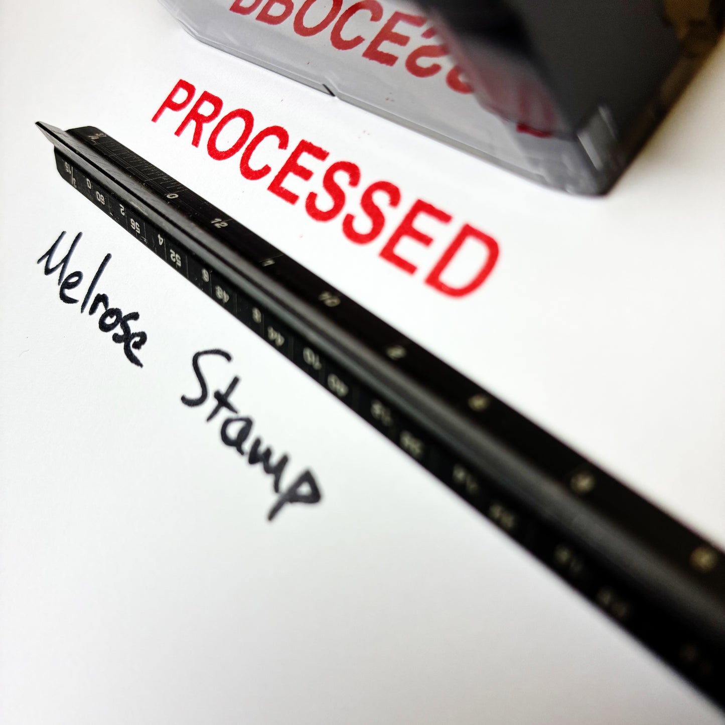 Processed stamp red ink self-inking large