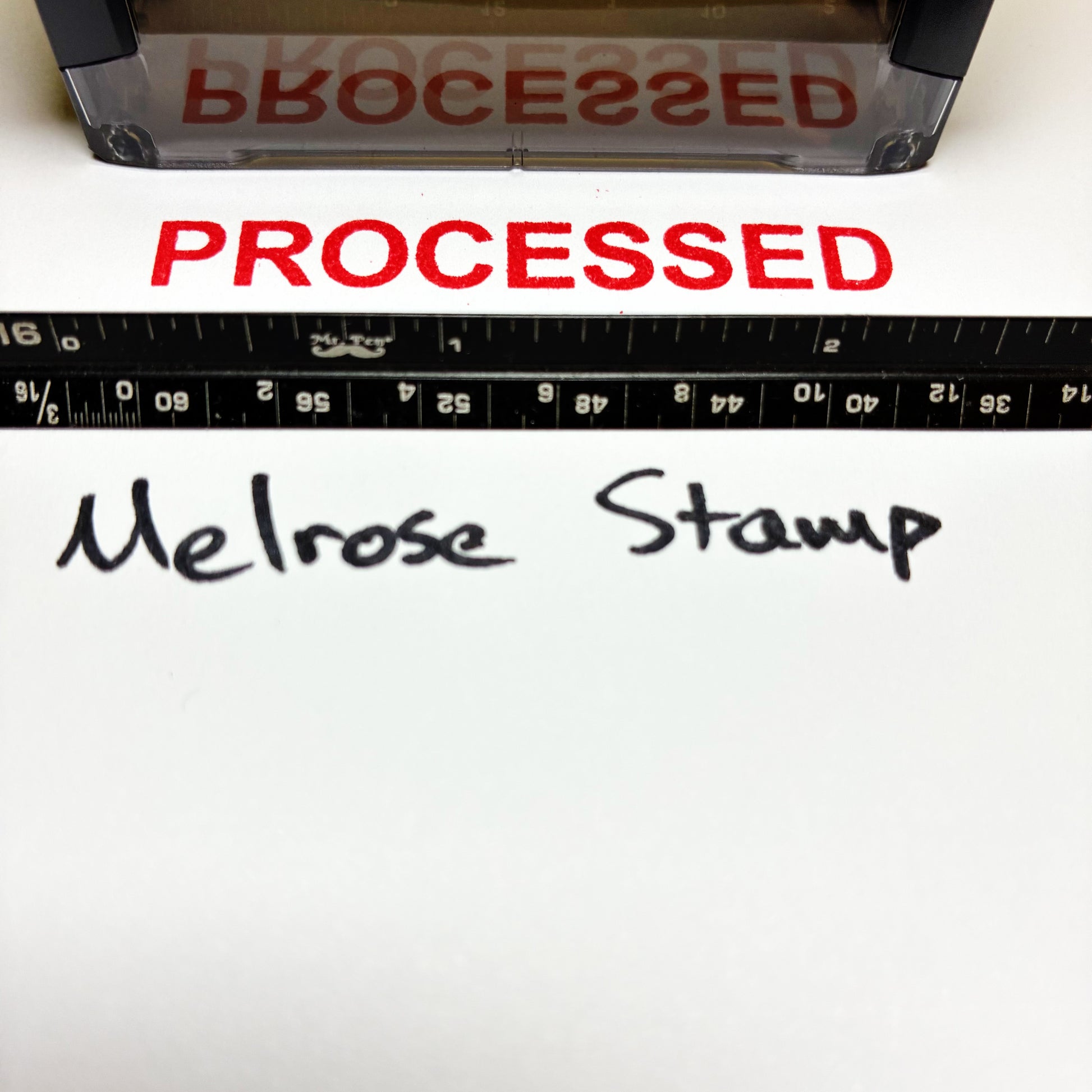 Processed stamp red ink self-inking large