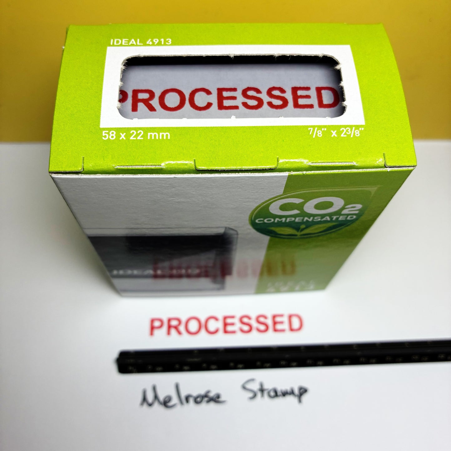 Processed stamp red ink self-inking large