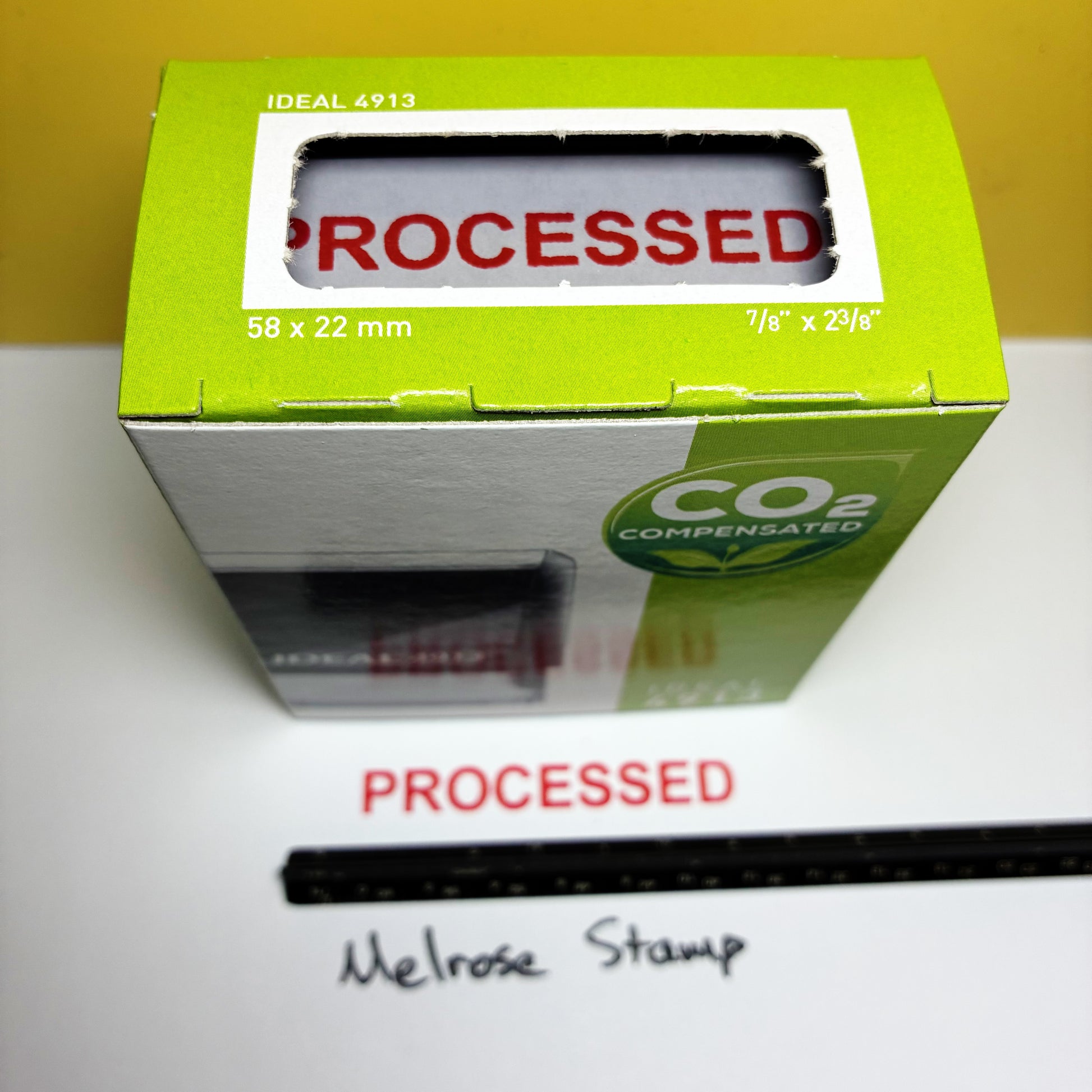 Processed stamp red ink self-inking large