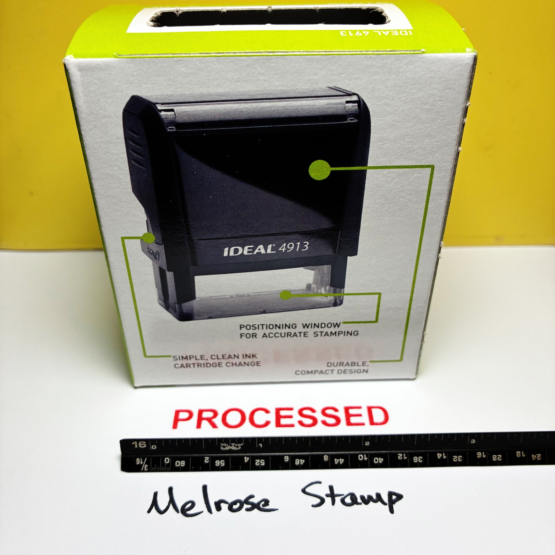 Processed stamp red ink self-inking large