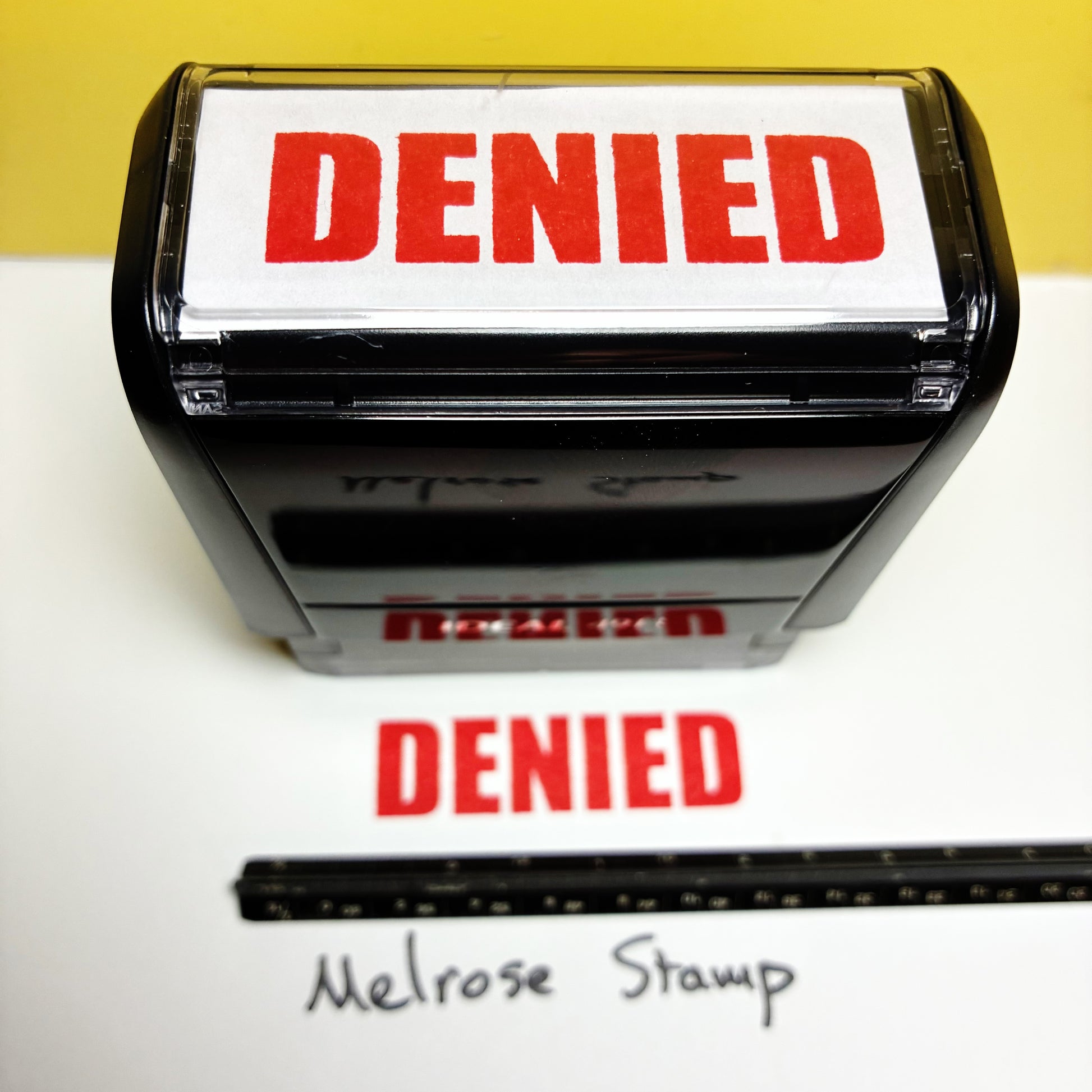 Denied stamp red ink self-inking large