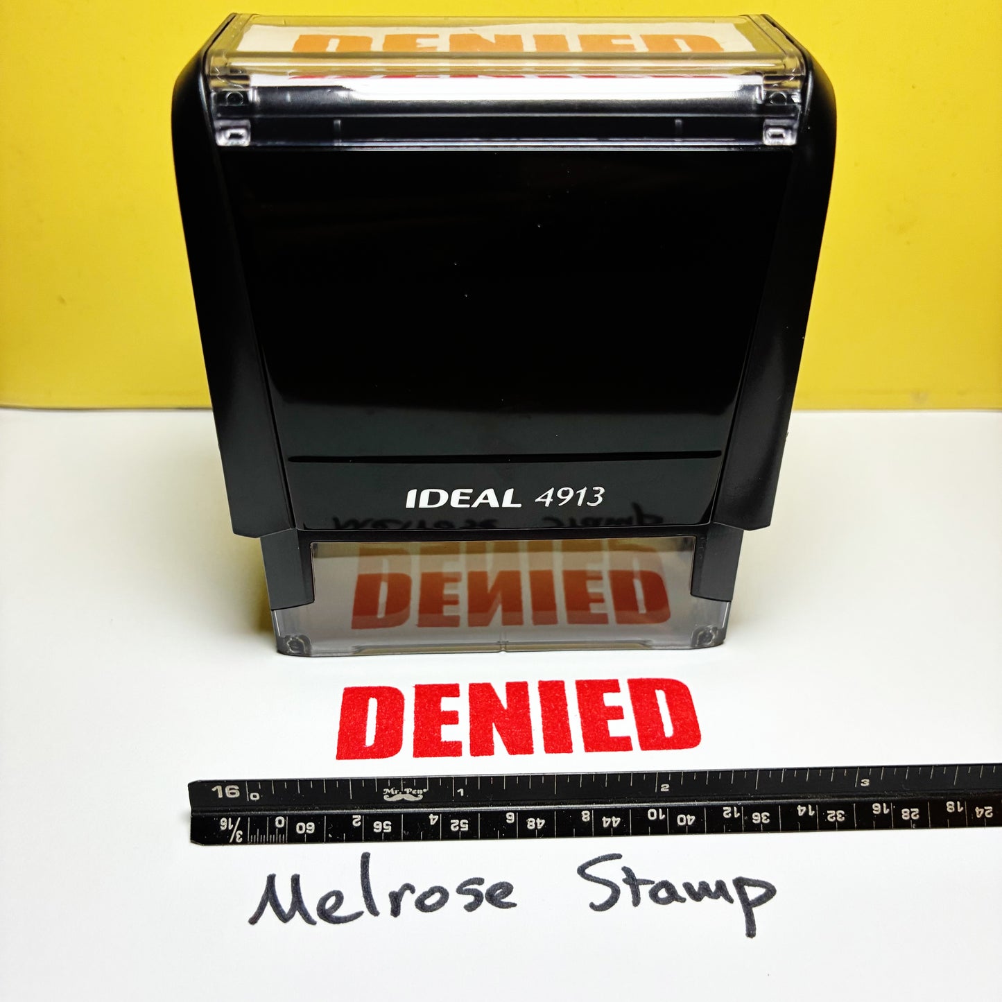 Denied stamp red ink self-inking large
