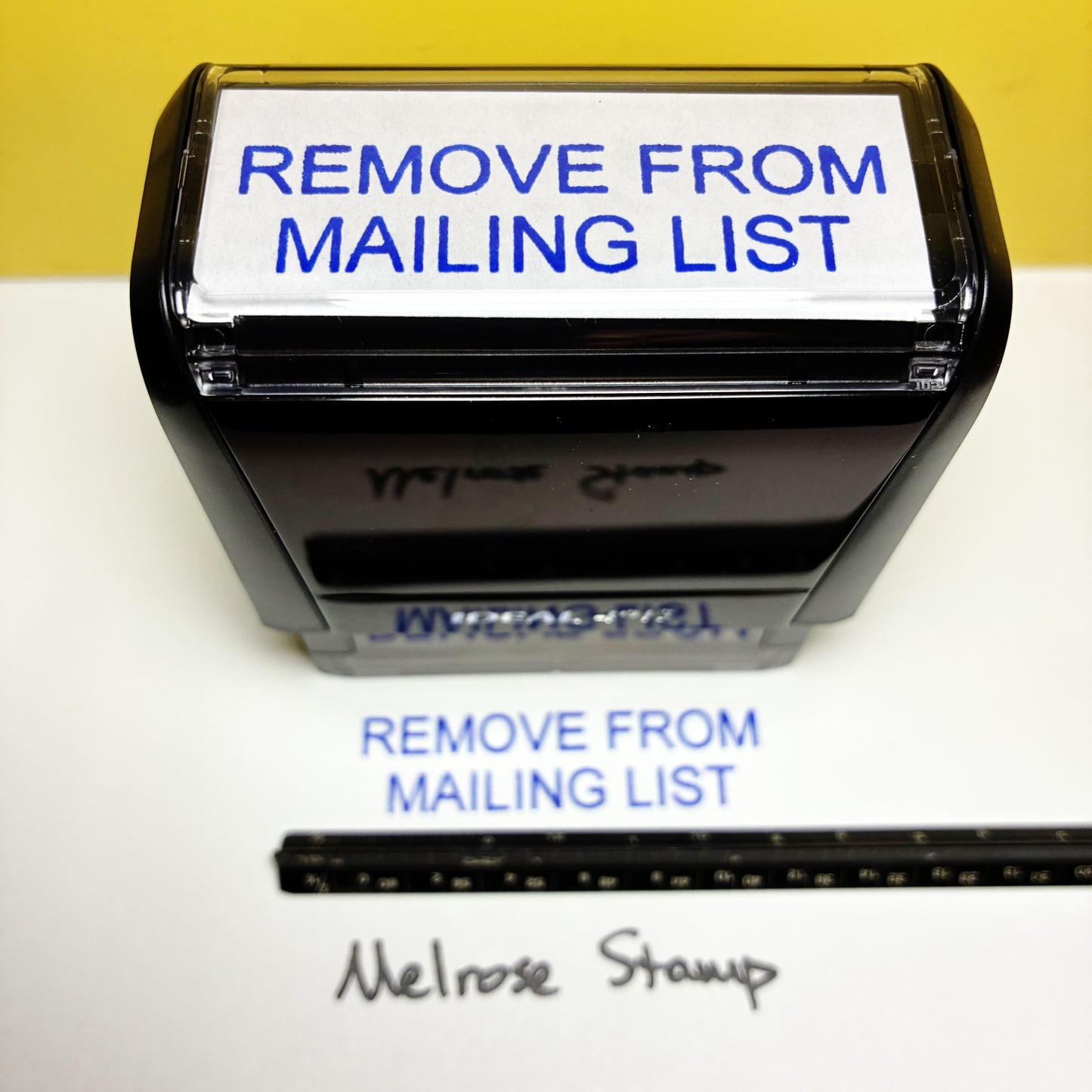 Remove From Mailing List stamp blue ink large