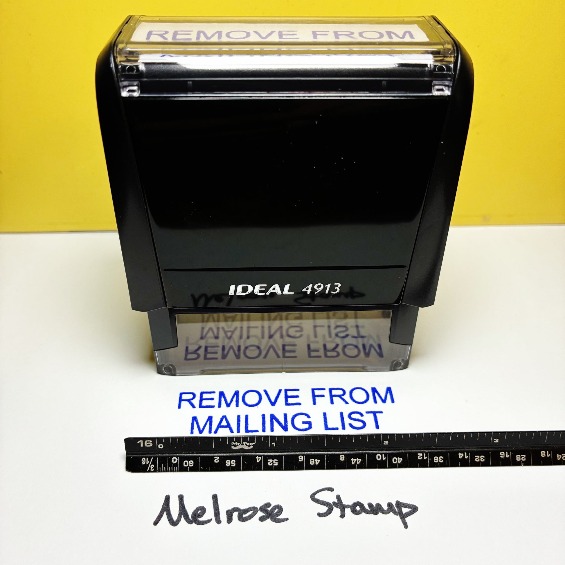 Remove From Mailing List stamp blue ink large