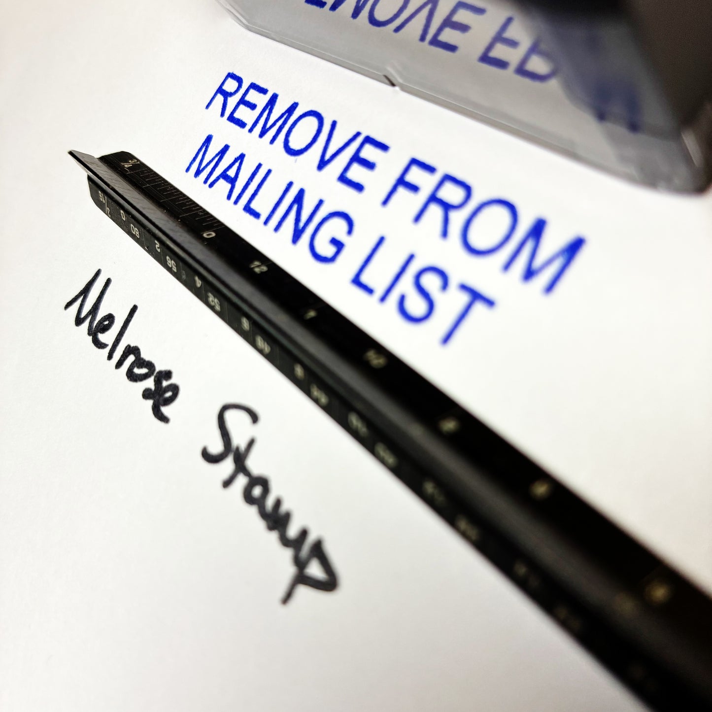 Remove From Mailing List stamp blue ink large
