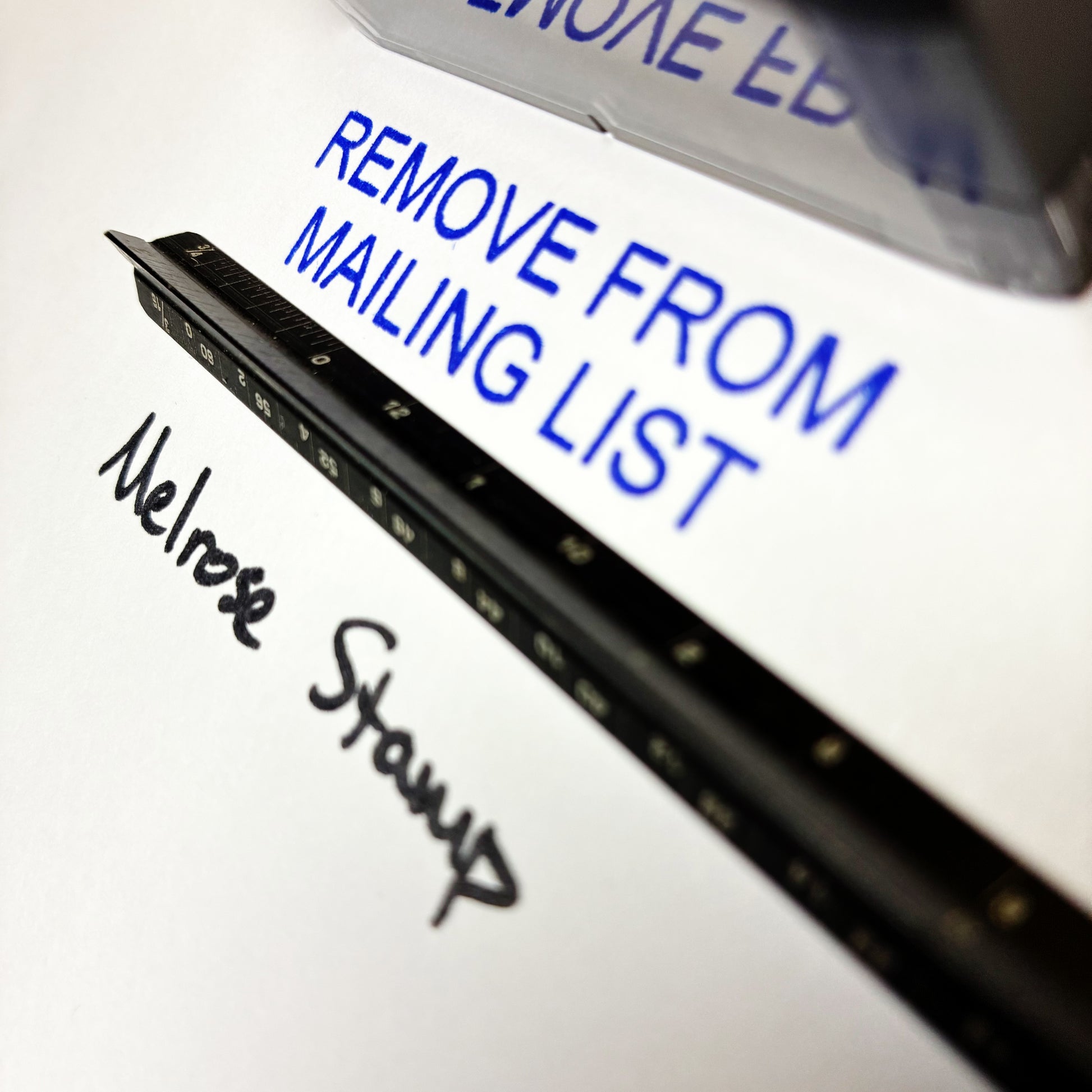 Remove From Mailing List stamp blue ink large