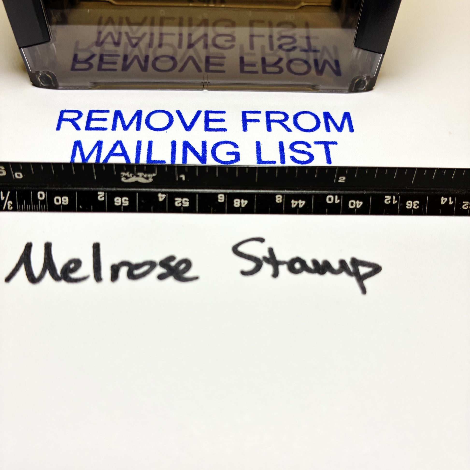 Remove From Mailing List stamp blue ink large