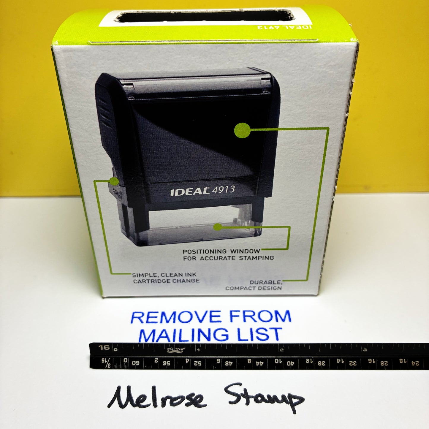 Remove From Mailing List stamp blue ink large
