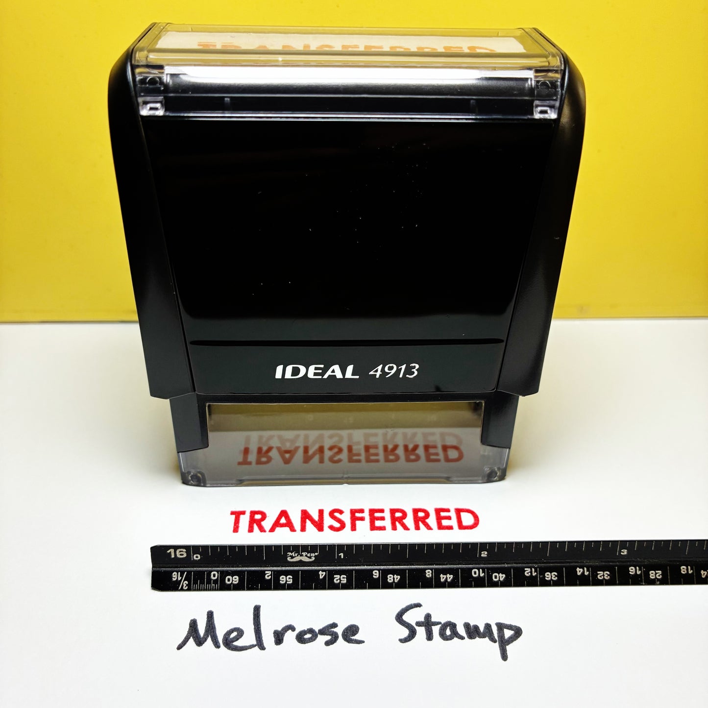 Transferred rubber stamp red ink large