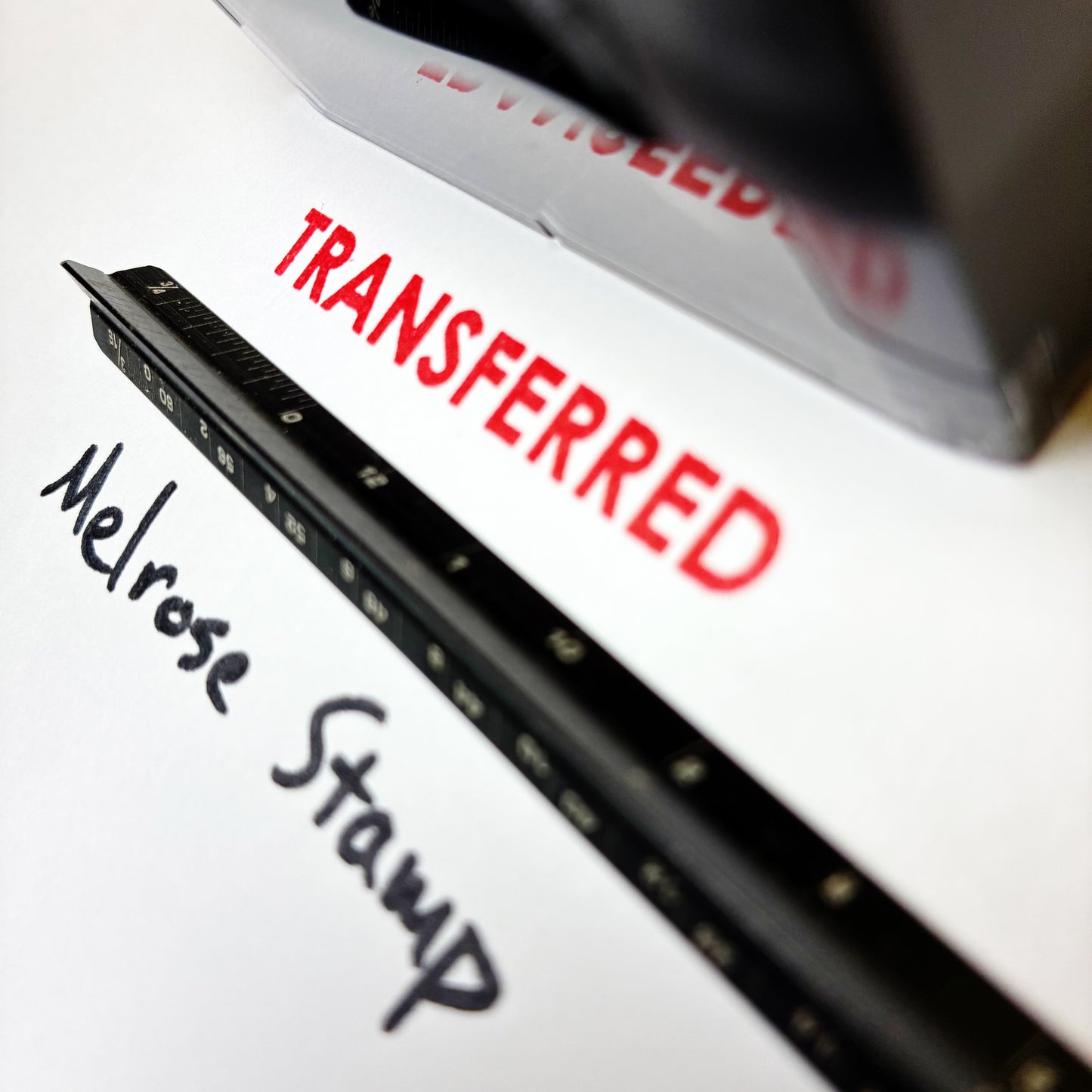 Transferred rubber stamp red ink large