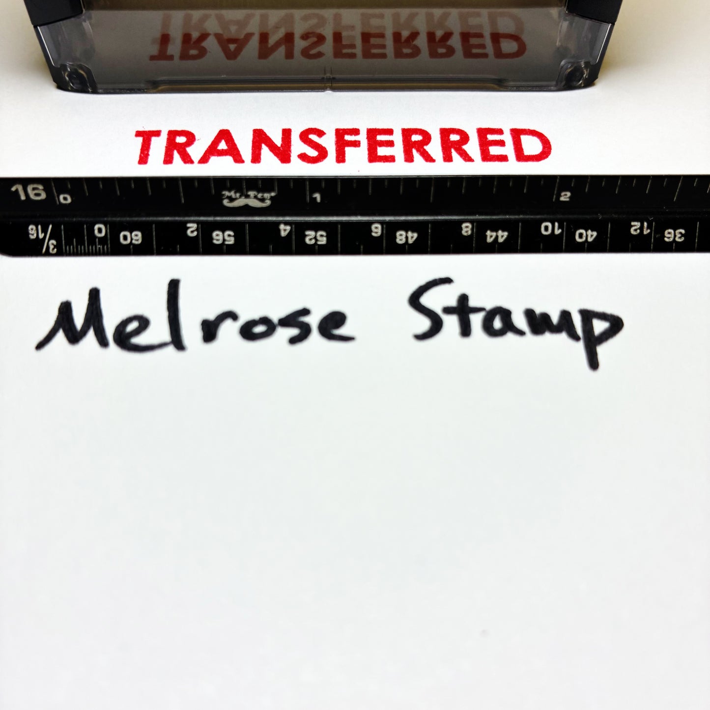 Transferred rubber stamp red ink large
