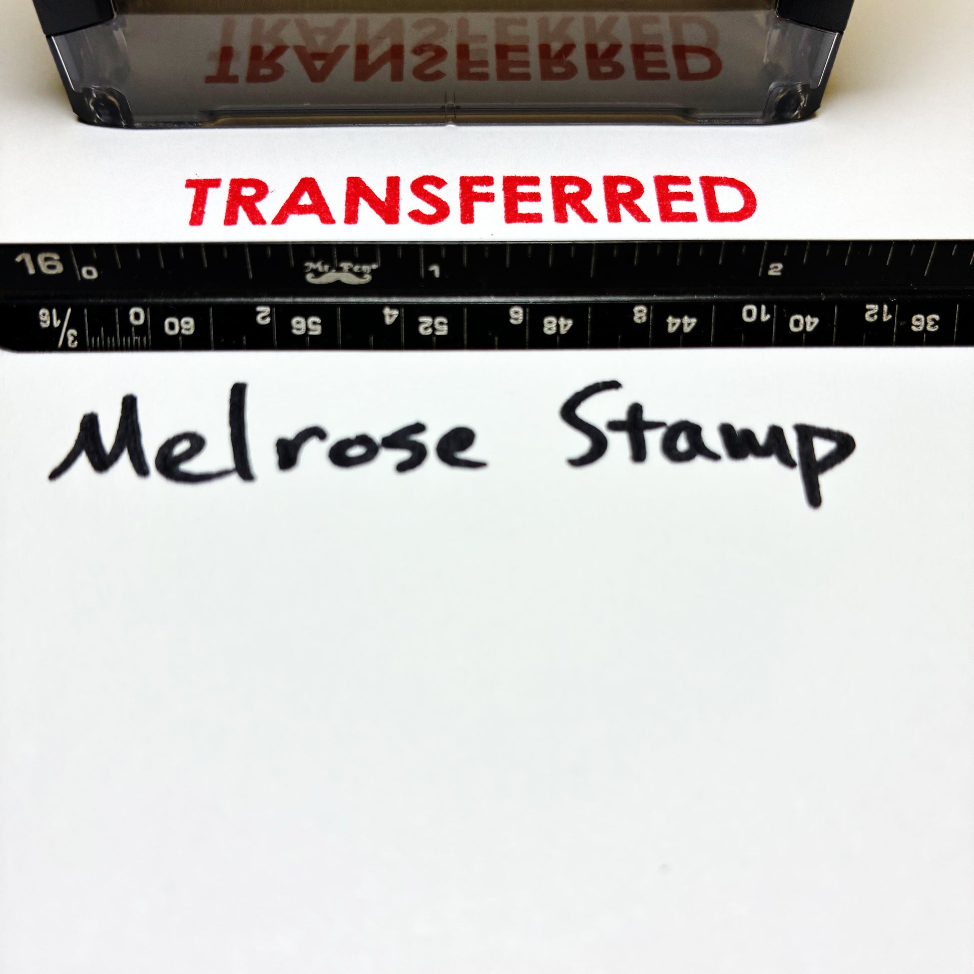 Transferred rubber stamp red ink large