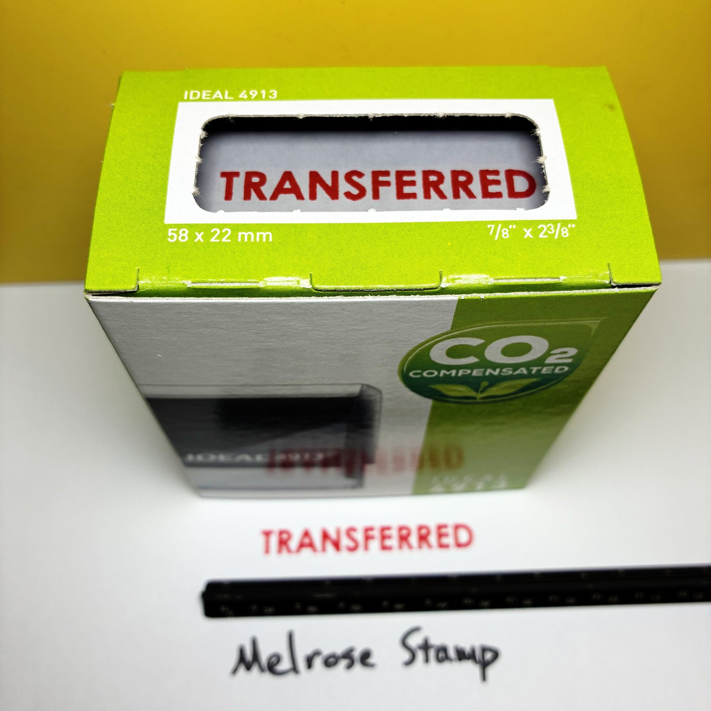 Transferred rubber stamp red ink large