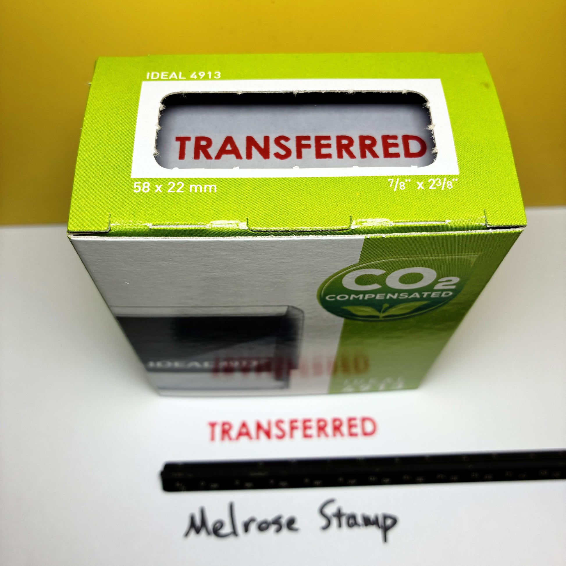 Transferred rubber stamp red ink large