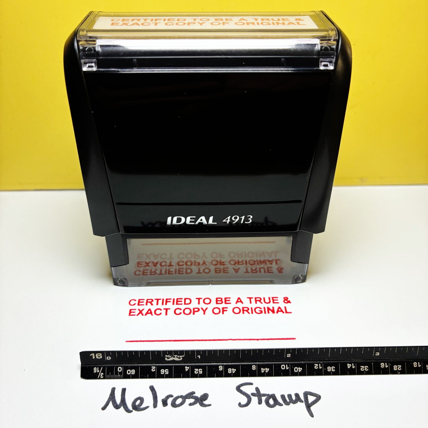 Certified to be a true and exact copy of original Rubber stamp red ink large