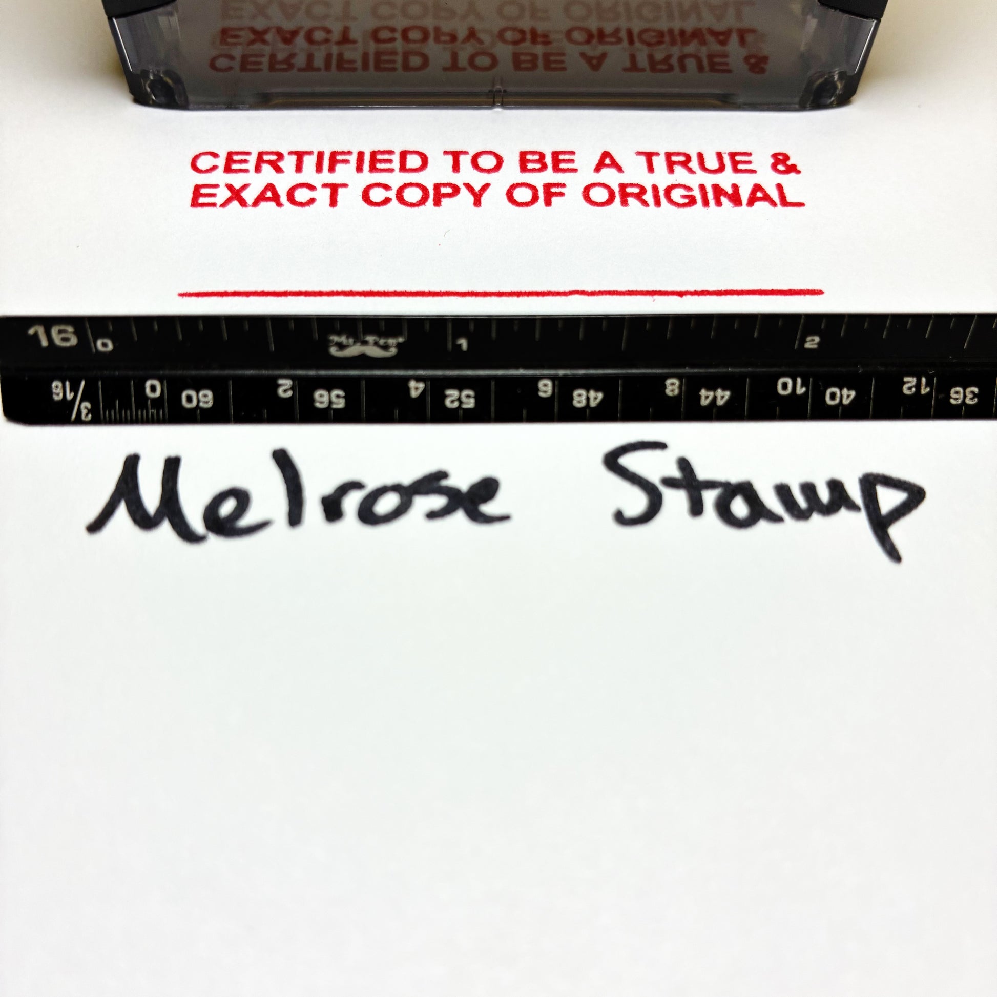Certified to be a true and exact copy of original Rubber stamp red ink large