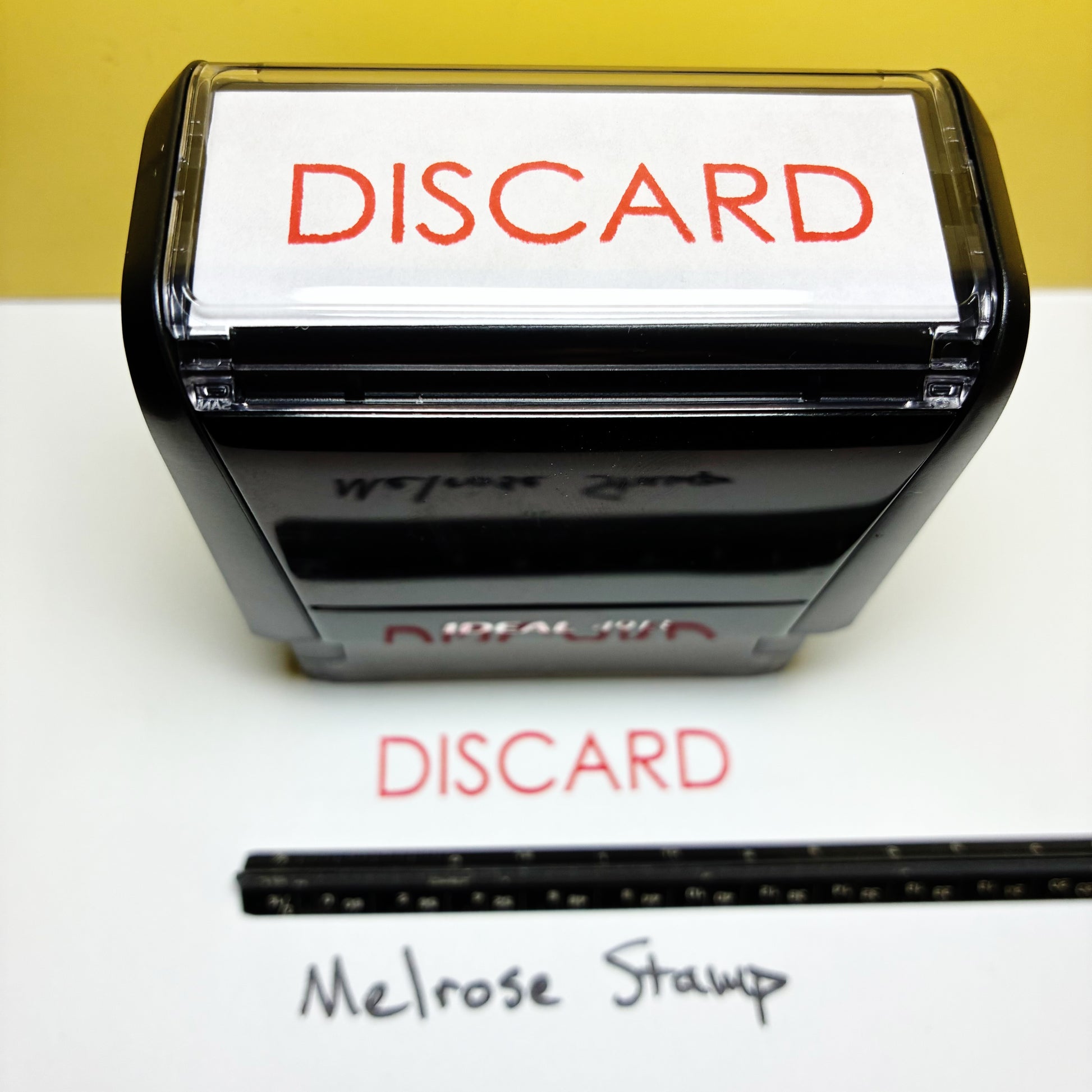 Discard rubber stamp red ink large