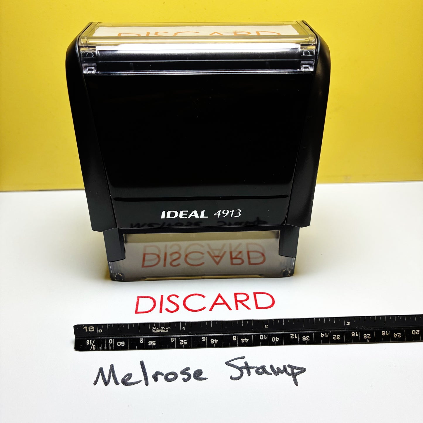 Discard rubber stamp red ink large