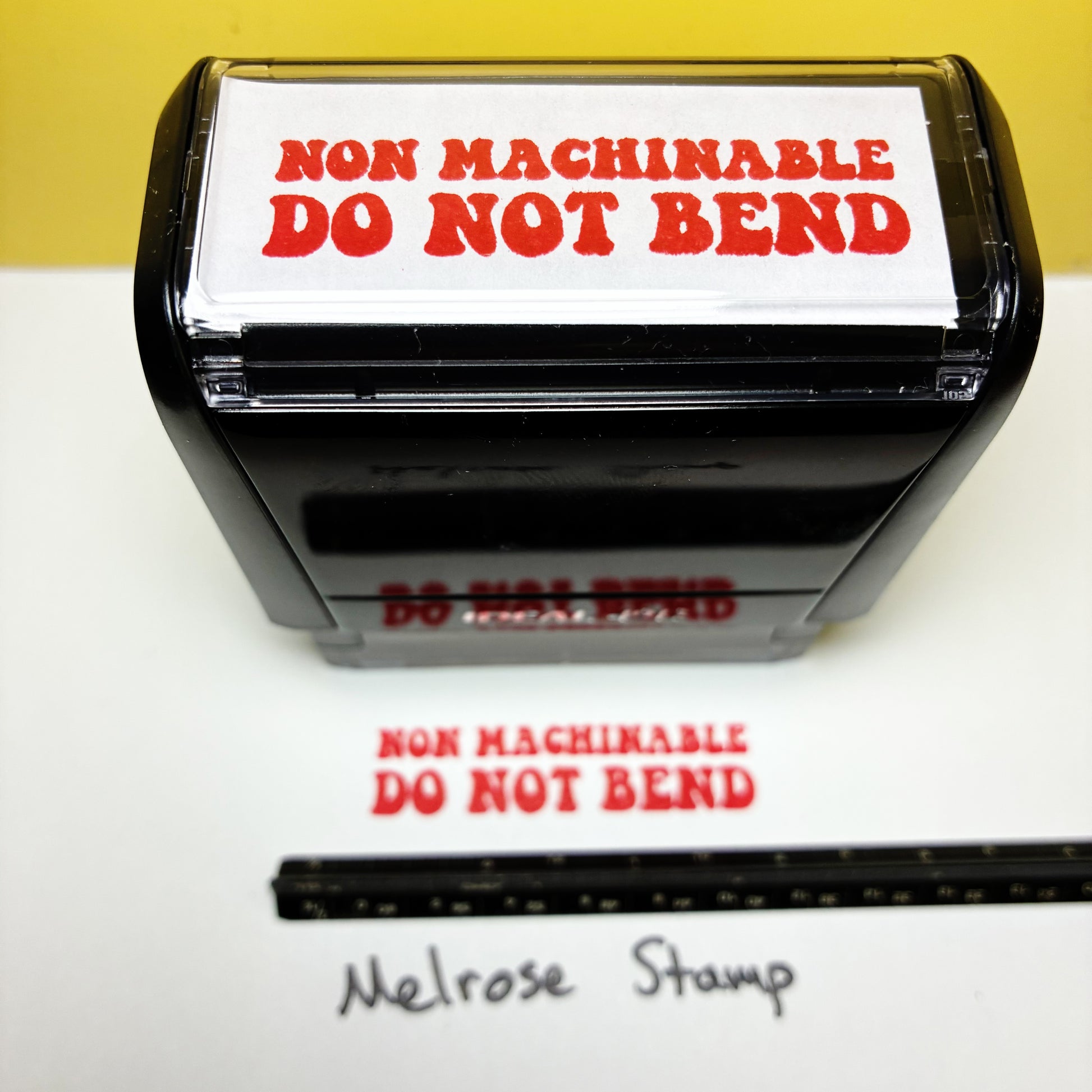 NonMachinable Do Not Bend rubber stamp red ink large